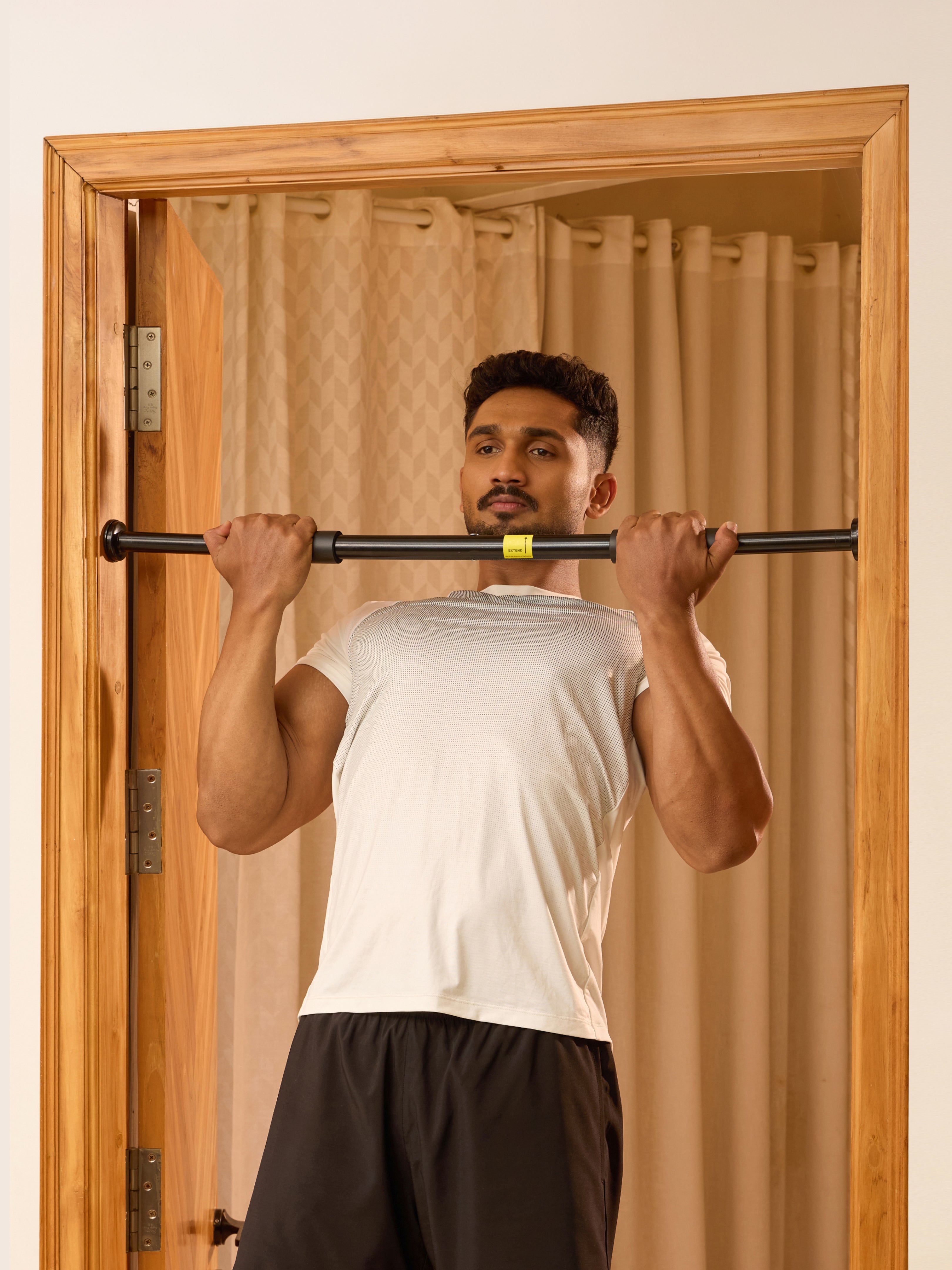 Cult Adjustable Pull-Up Bar for Doorway | Heavy-Duty Steel | Multi-Grip Home Gym Bar for Pull Ups, Chin Ups & Core Workout | Weight Capacity upto 100 kg