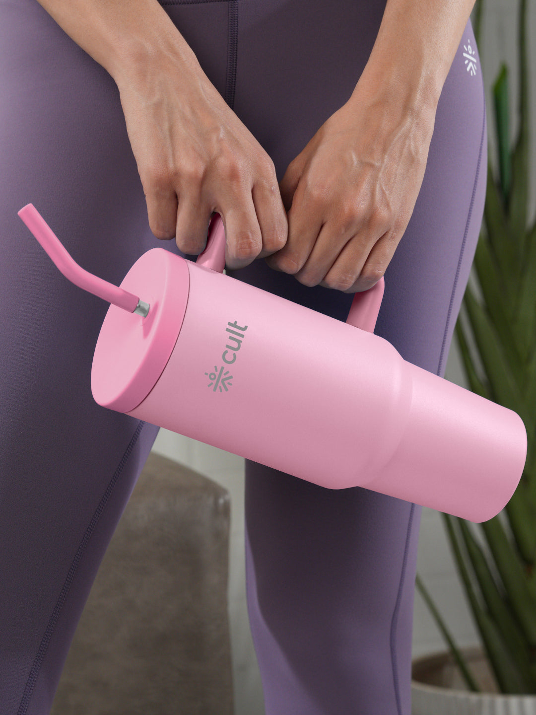 cult Tumbler 1200ML Steel Straw with Straw Cap and Cleaner Unisex Pink