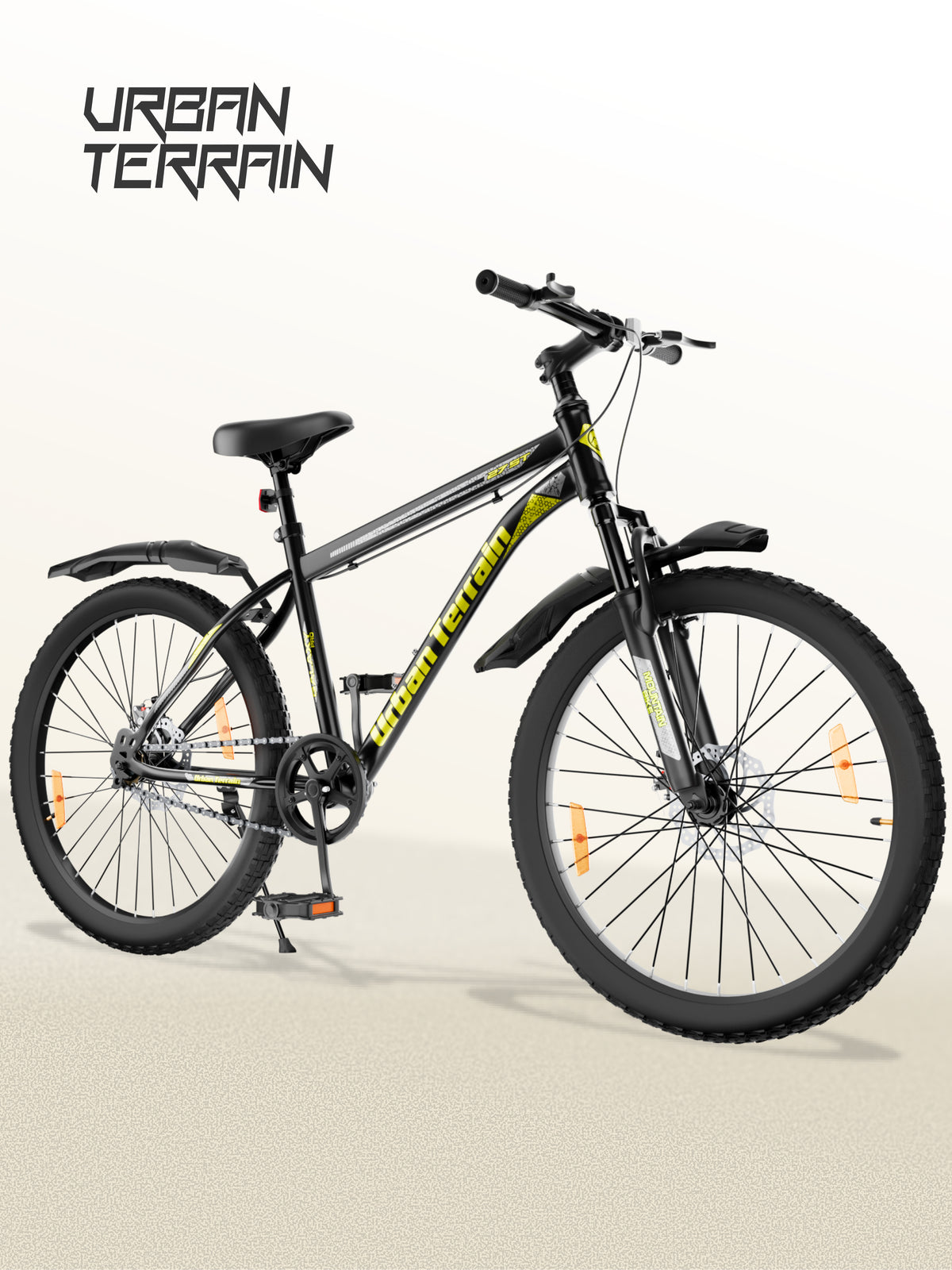 Galaxy Pro Mountain Bike Steel 27.5 inch Tyre, Single Speed Cycle With Front Suspension and Dual Disc Brakes, Green