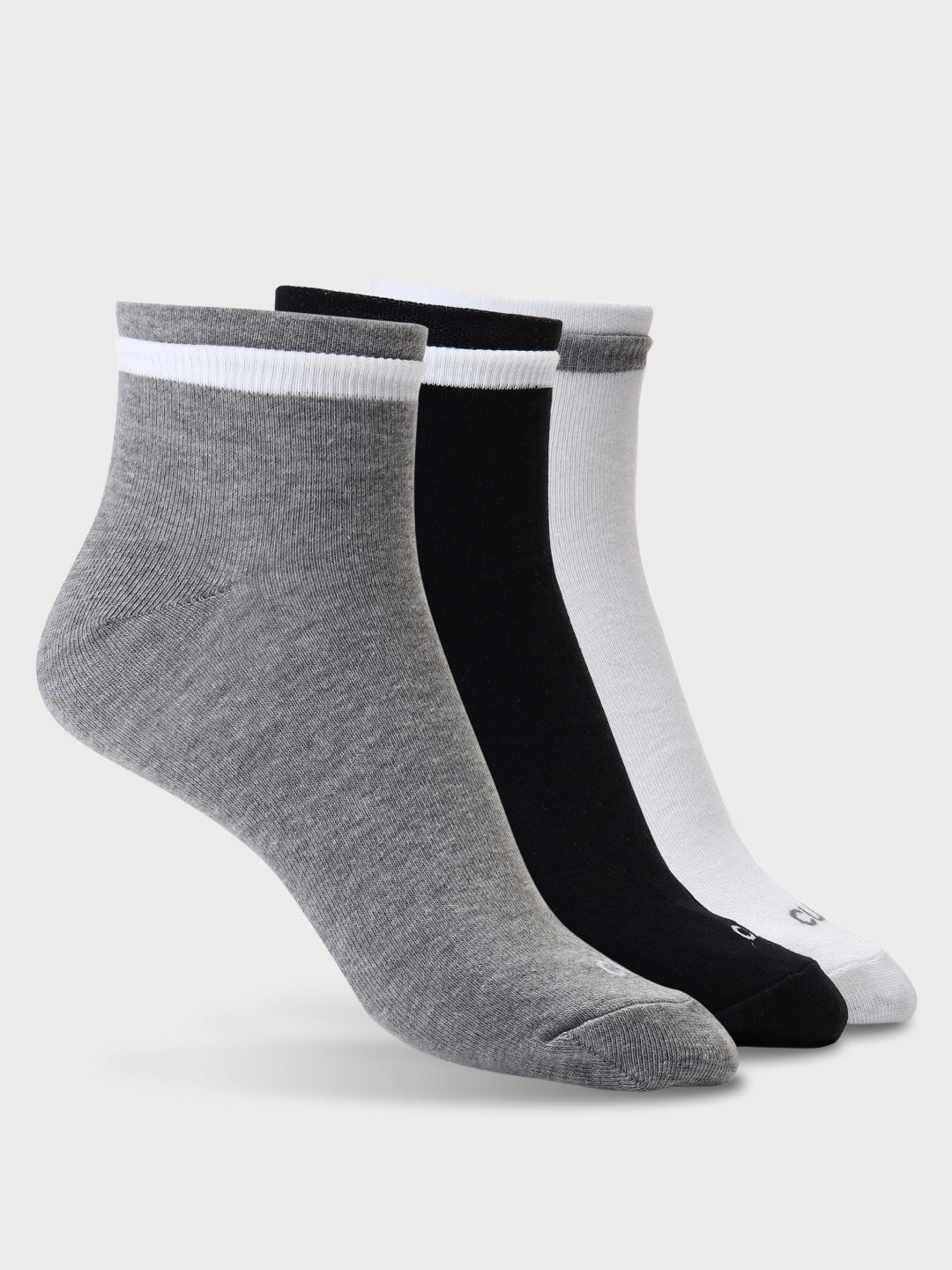 Casual Ankle Length Pack of 3 Grey,Black & White Men's Cotton Socks