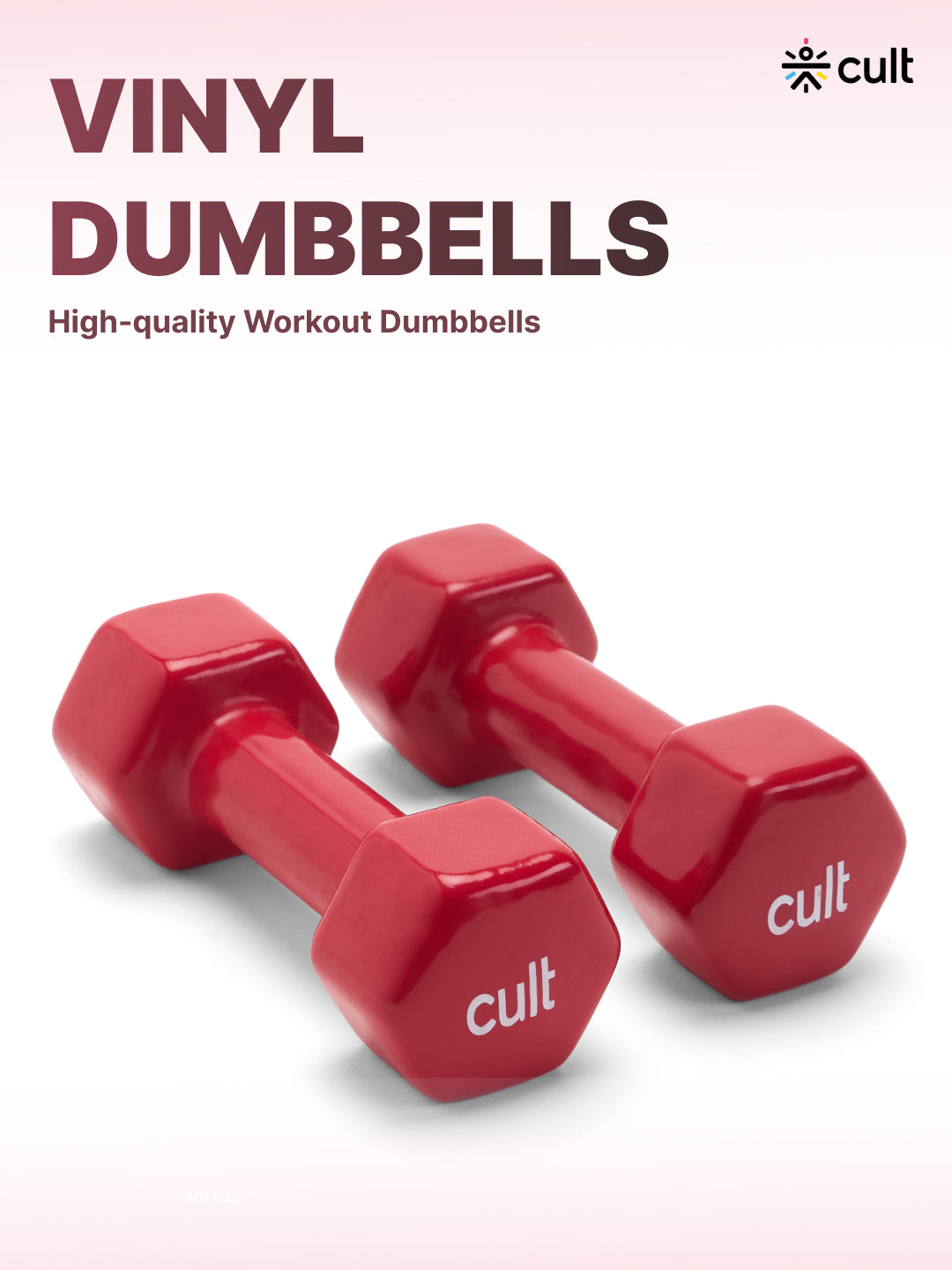 Cult 2KGx2 Vinyl Dumbbells For Home & Gym Exercises (Red)