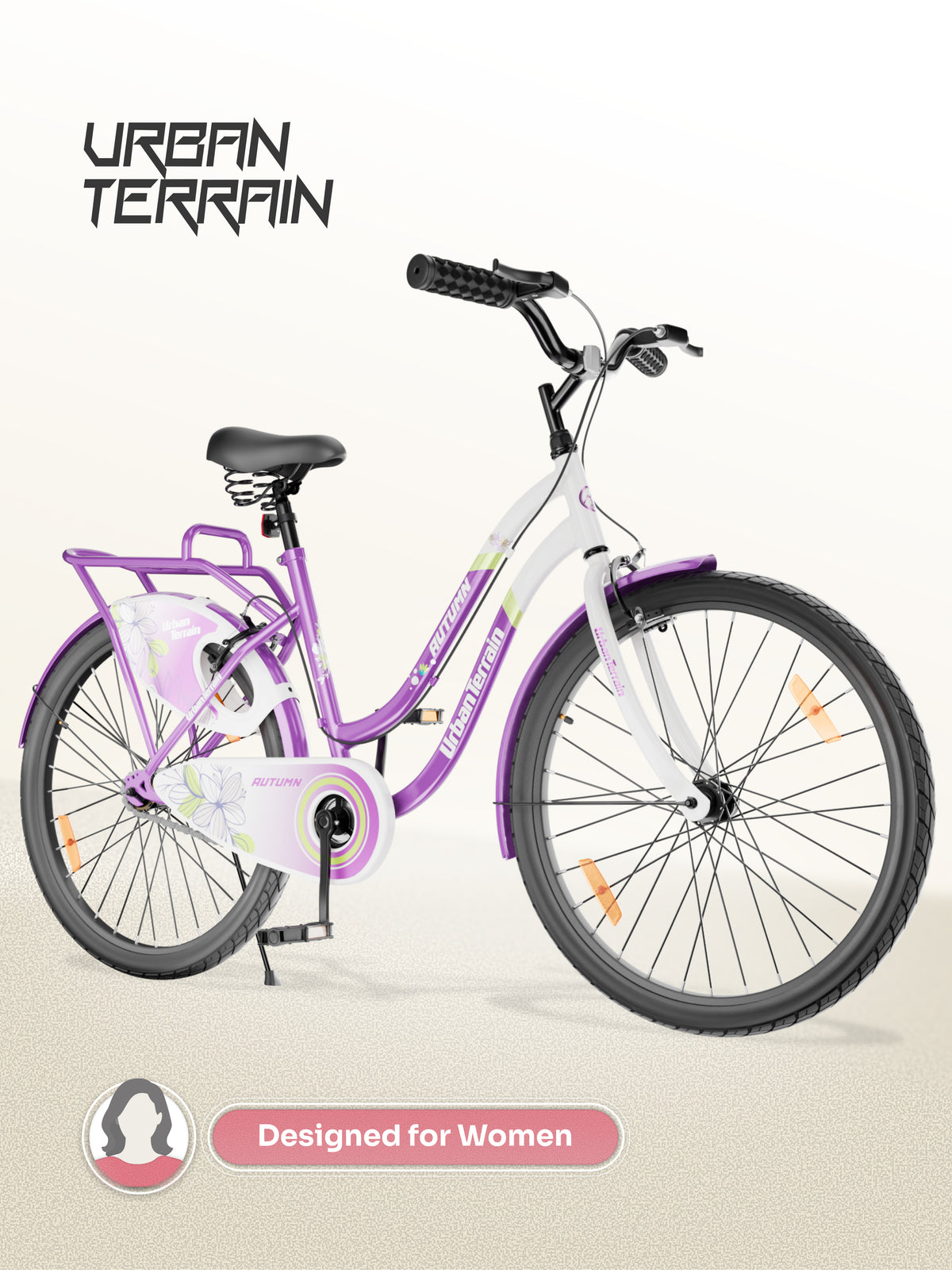 Autumn Women Cycle Steel 26 inch Tyre Single Speed With Single Wall Rim, Caliper Brakes and Rigid Fork, Voilet