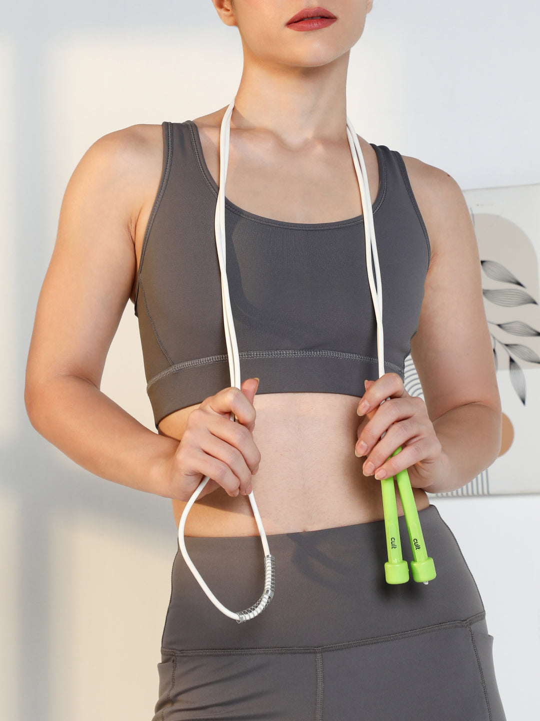 Pencil Skipping Rope for Gym & Home Exercise  Adjustable, Tangle-Free  White