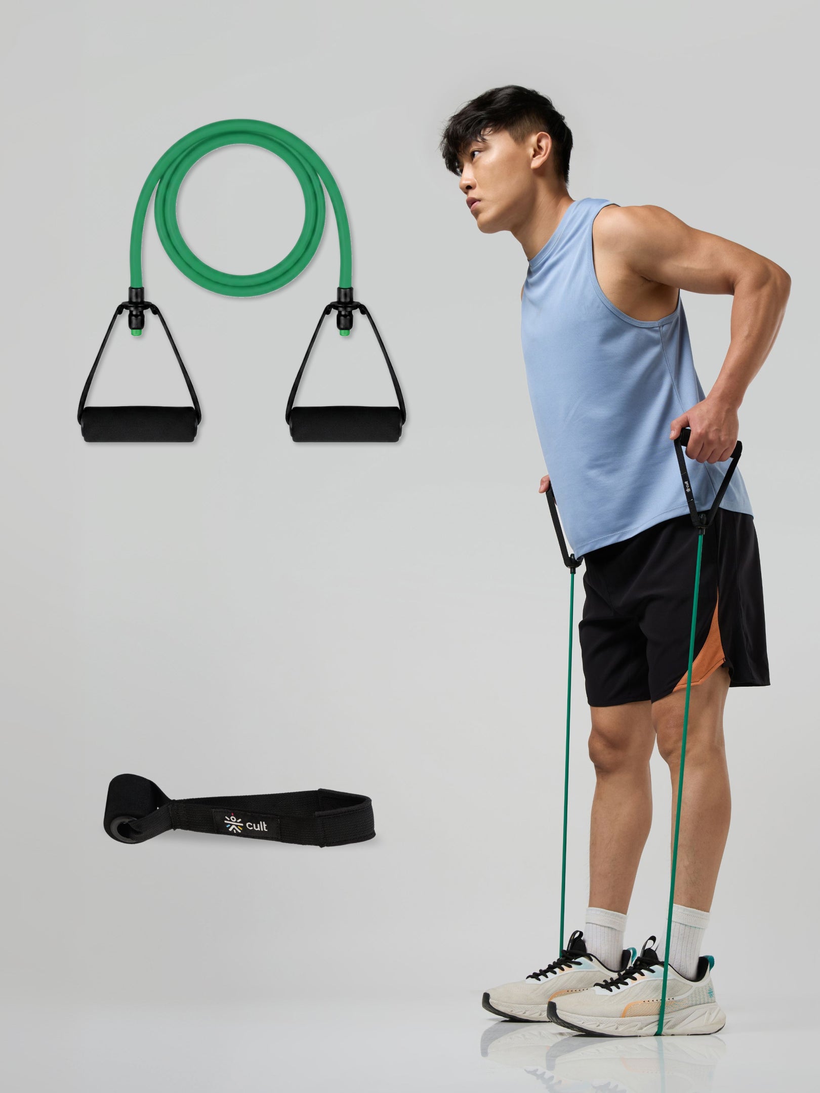 Cult Toning Tube for Exercise & Stretching with Foam Handles, Door Anchor | Resistance Band Suitable for Home & Gym Workout for Men & Women | Heavy Resistance 20-25 Kgs, Green