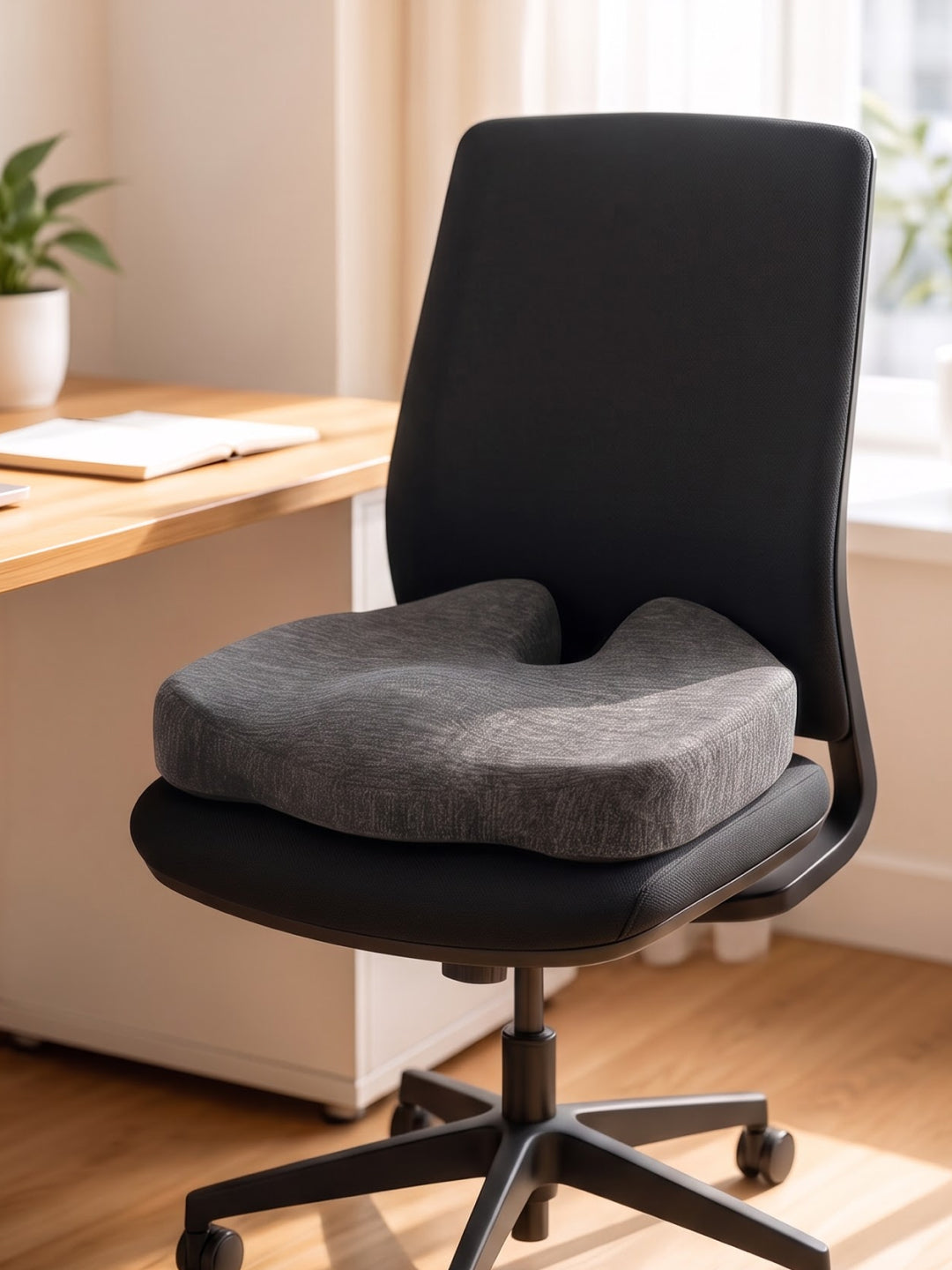 CULT Tailbone Support Pillow for Coccyx and Lower Back Comfort Cushion for Office Chair Car Seat and Home Seating Grey