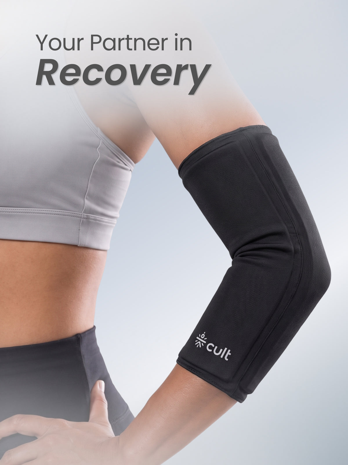 CULT Gel Arm Sleeve for Gym Running and Sports Compression Arm Support Sleeve for Workout Fitness Muscle Support and Active Recovery Black L-XL Pack of 2