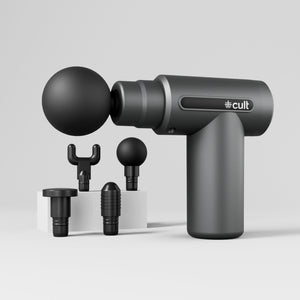 Cult Impact, Full Body Professional Gun Massager, Upto 3 Hour Battery, QuietMotion Tech, Deep Tissue Percussions, 4 Interchangeable heads, 6 Speed levels, Silicone head.