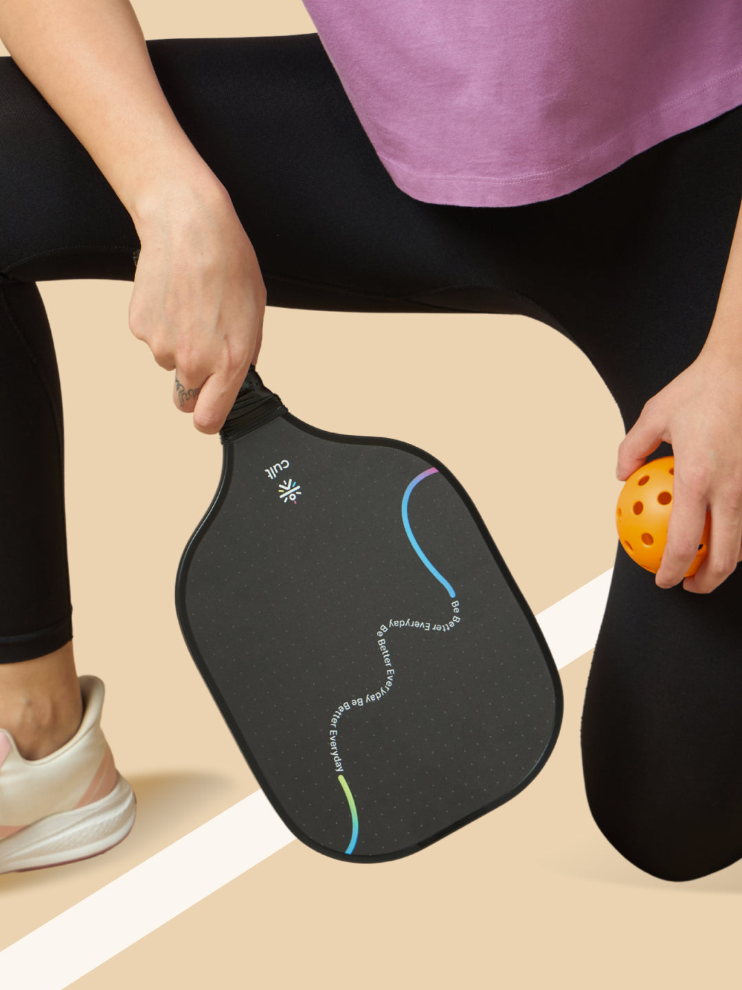 Pickle Ball Unisex Tough Fibreglass Material  Lightweight & Durable Cushion Comfort Handle Grip Includes 2 Paddles (Black), 2 Indoor Balls (Yellow), 2 Outdoor Balls (Orange) & Bag