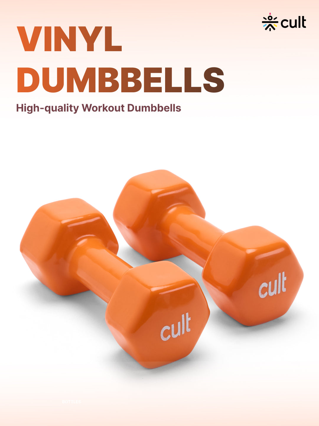 Cult 3KGx2 Vinyl Dumbbells For Home & Gym Exercises (Orange)