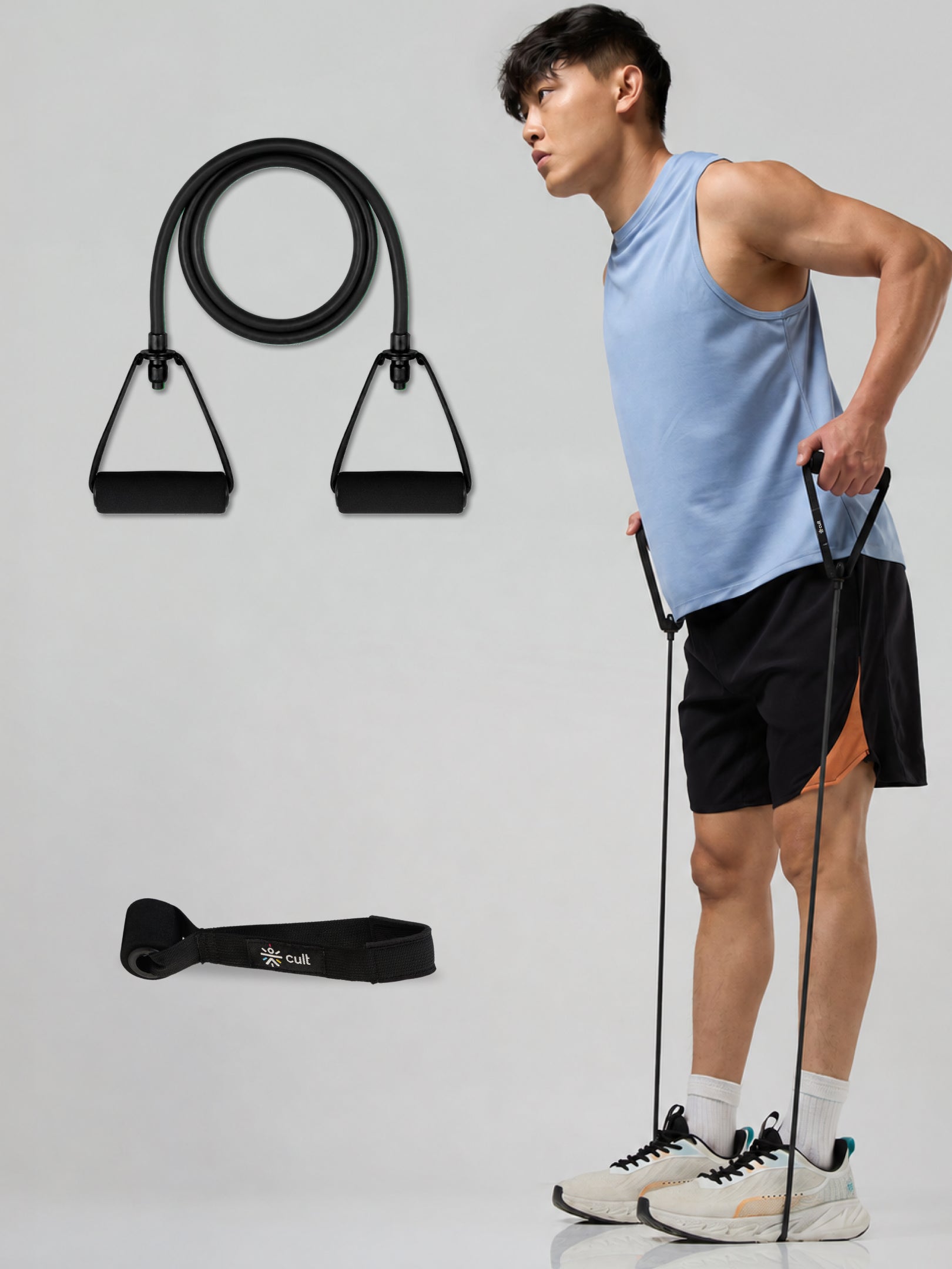 Cult Toning Tube for Exercise & Stretching with Foam Handles, Door Anchor | Resistance Band Suitable for Home & Gym Workout for Men & Women | Extra Heavy Resistance 15-18 Kgs, Black