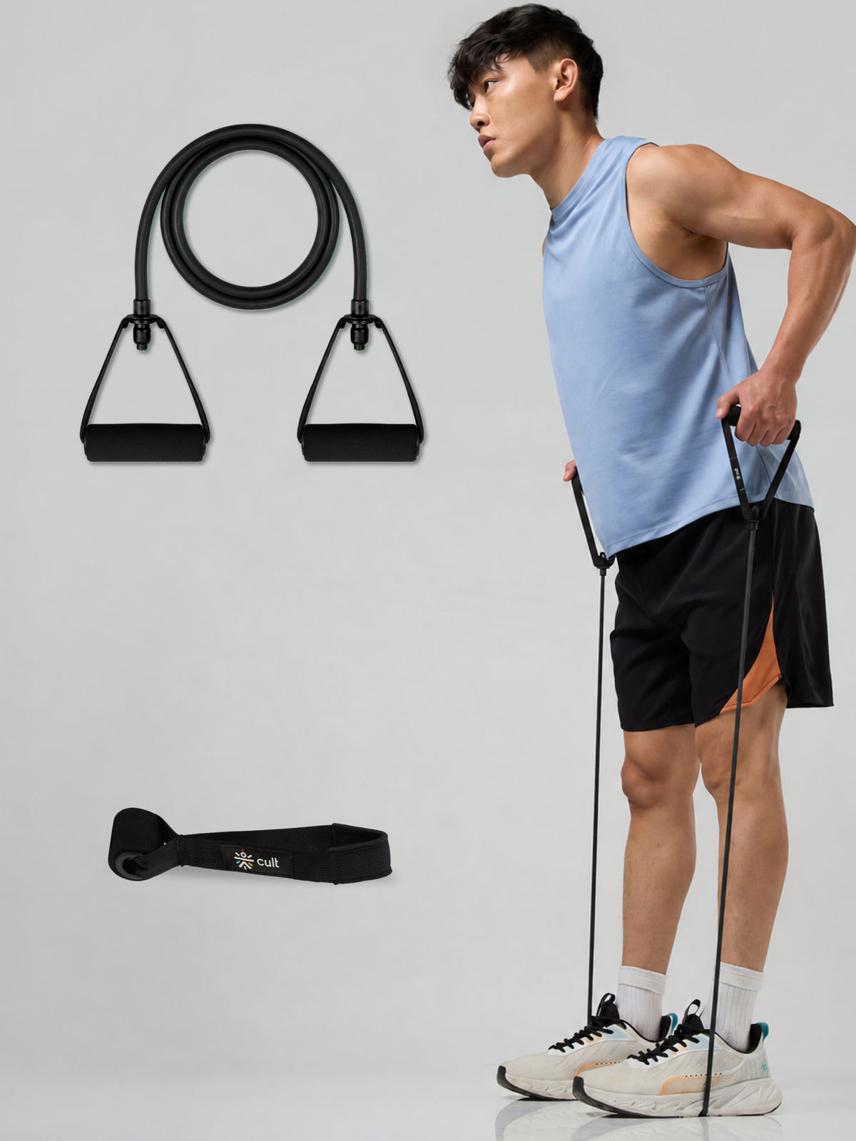 Cult Toning Tube for Exercise & Stretching with Foam Handles, Door Anchor | Resistance Band Suitable for Home & Gym Workout for Men & Women | Extra Heavy Resistance 15-18 Kgs, Black