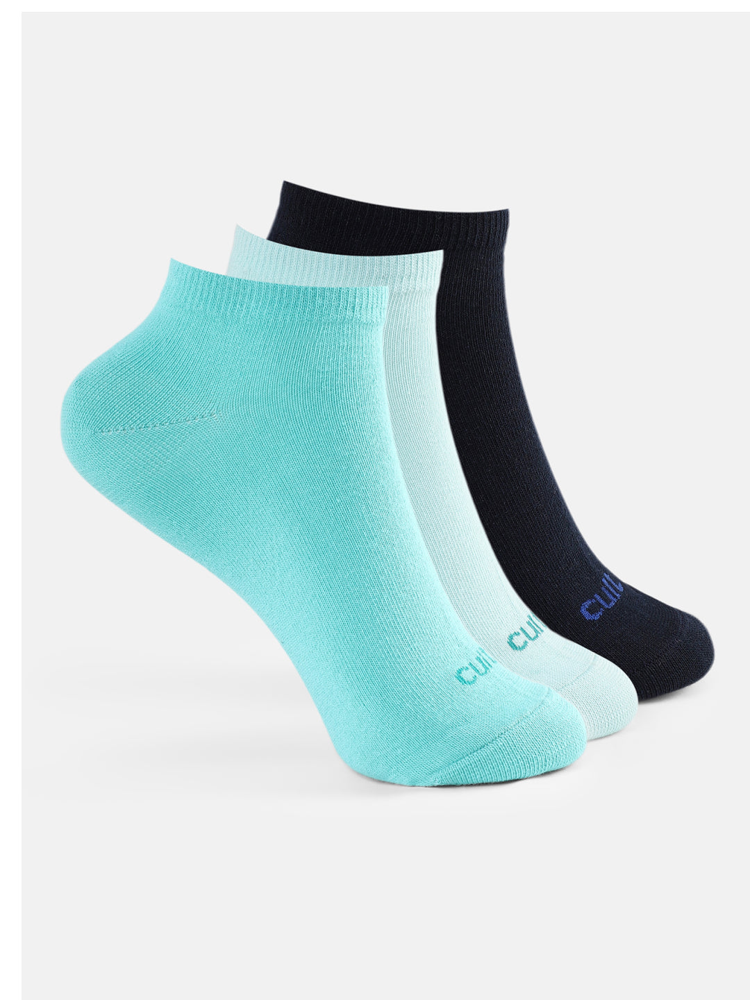 Sports Ankle Length Pack of 3 Turquoise,Powder Blue & Navy Solid Women's Socks