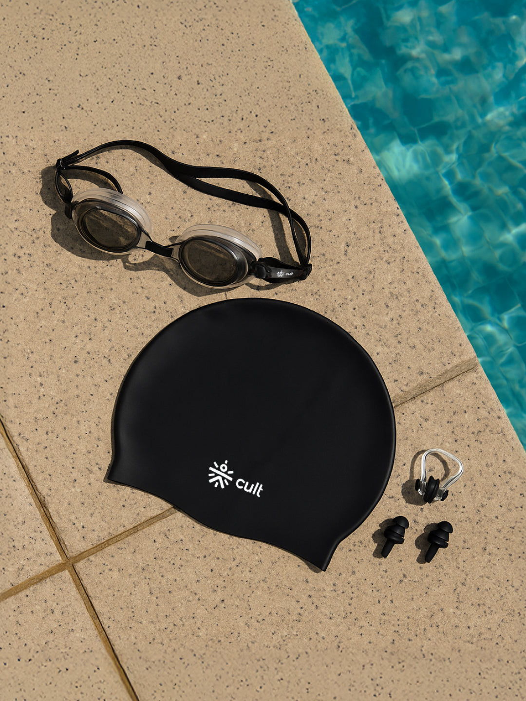 cult Swim Set with Swim cap,googles and nose plugs