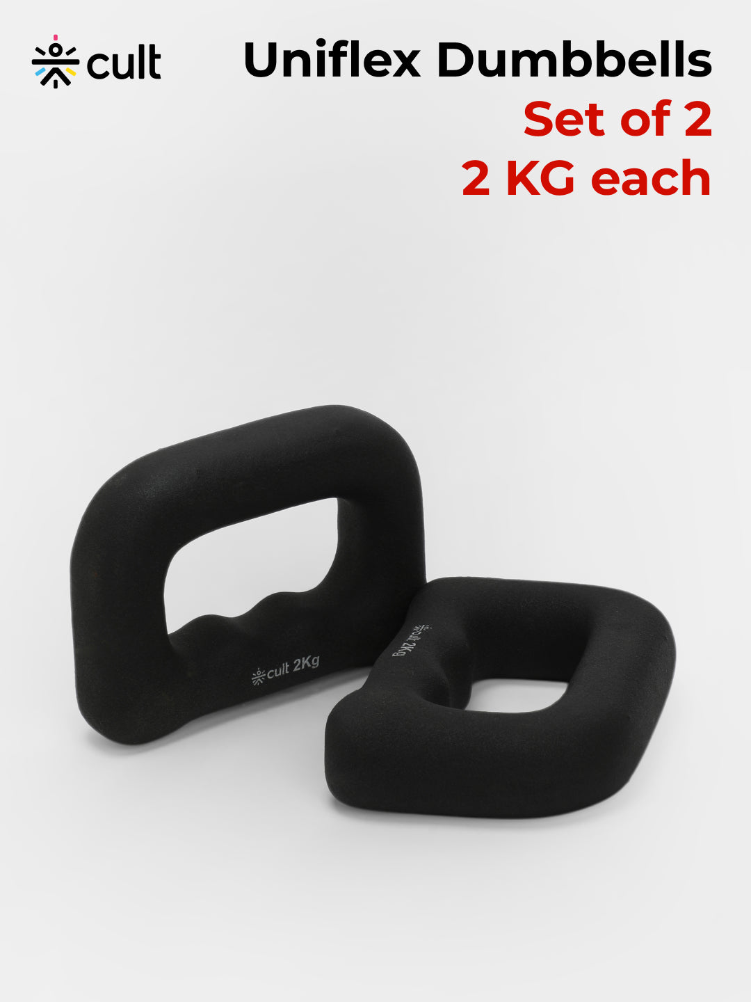 Cult UniFlex 2Kg x 2 Neoprene Hand Dumbbells | Anti-Slip Weights for Aerobics & Home Workouts