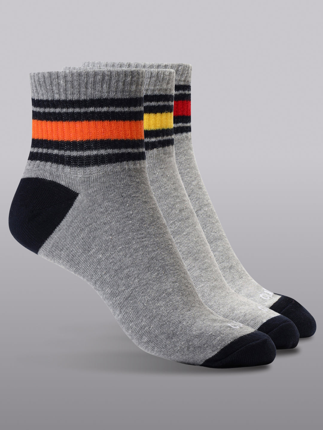 Sports Ankle Length Pack of 3 Grey Men's Cotton Socks