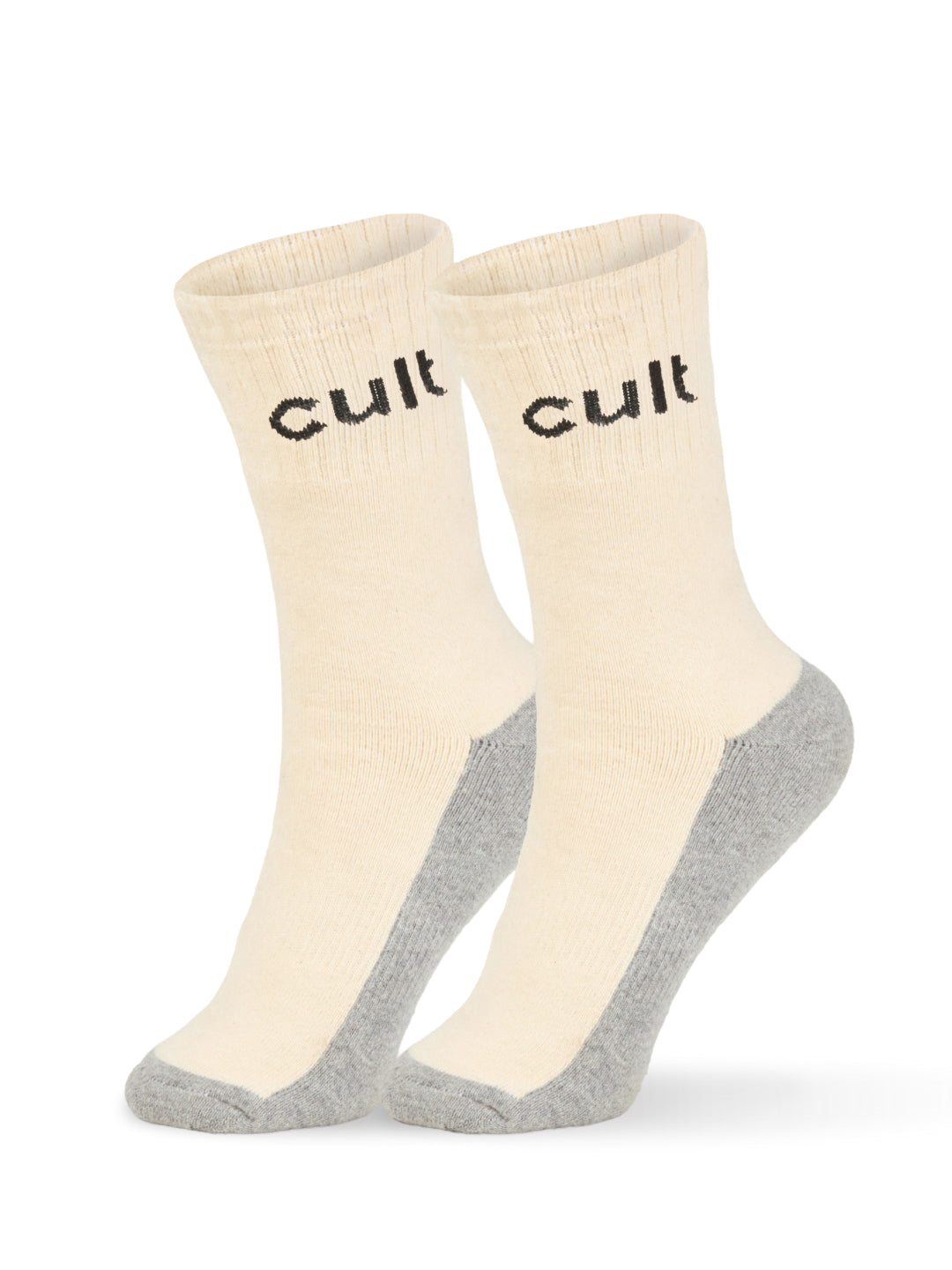 Cult Cricket Socks Unisex Cotton Calf-Length Cushioned, Moisture-Wicking & Stretchable Performance Socks Off White