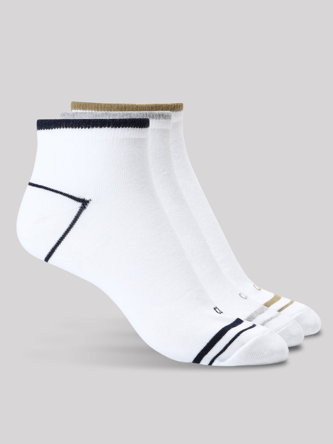 Casual Ankle Length Cotton Pack of 3 White Socks Men
