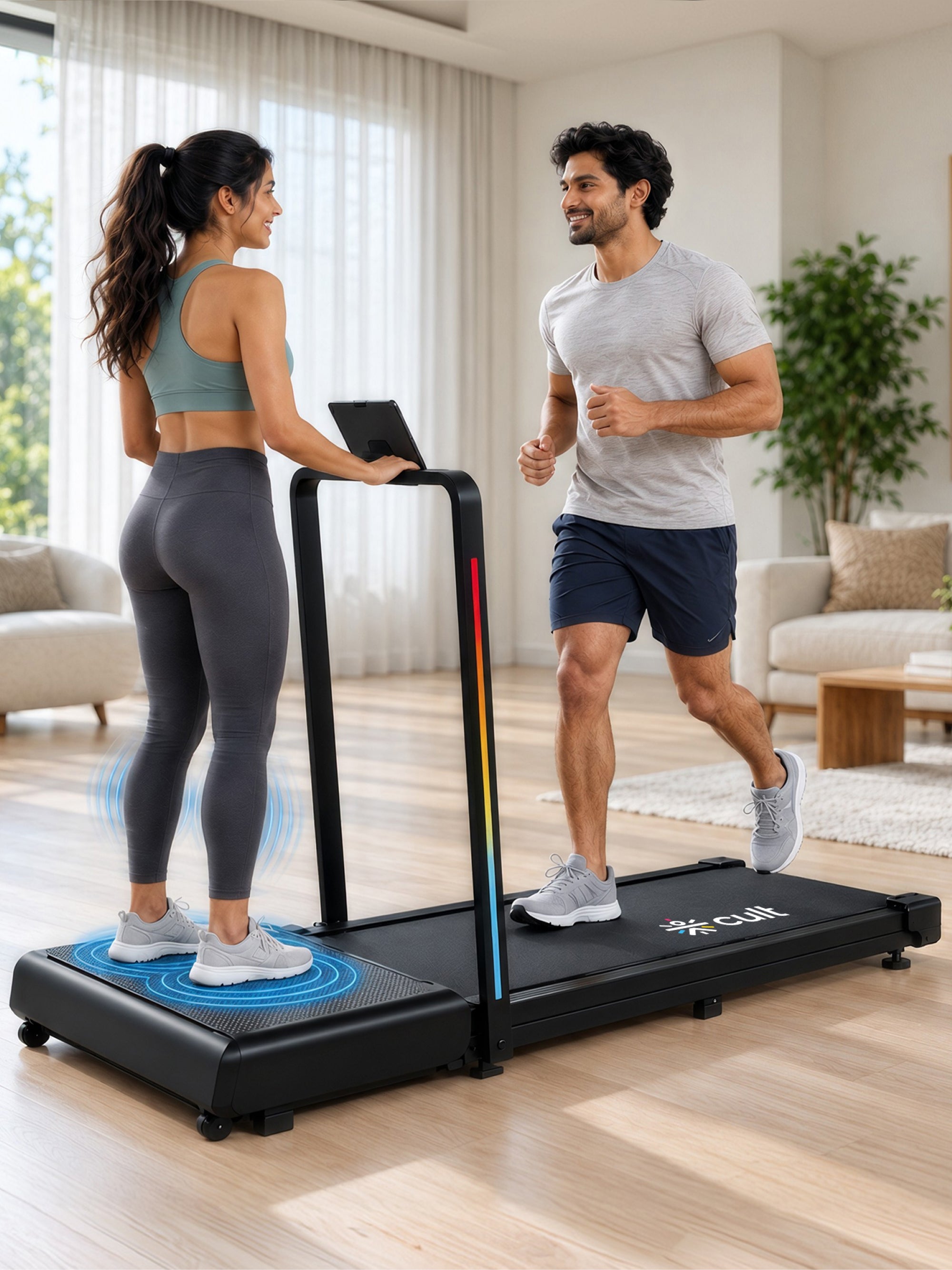 Cult VibeWave Walking Pad with Front Vibration Plate Massager | 5HP Peak BLDC Motor | 120kg Max Load | 130 Vibration Levels | Remote Control & Tablet Holder | Treadmill for Home Use (with 6 months extended warranty)