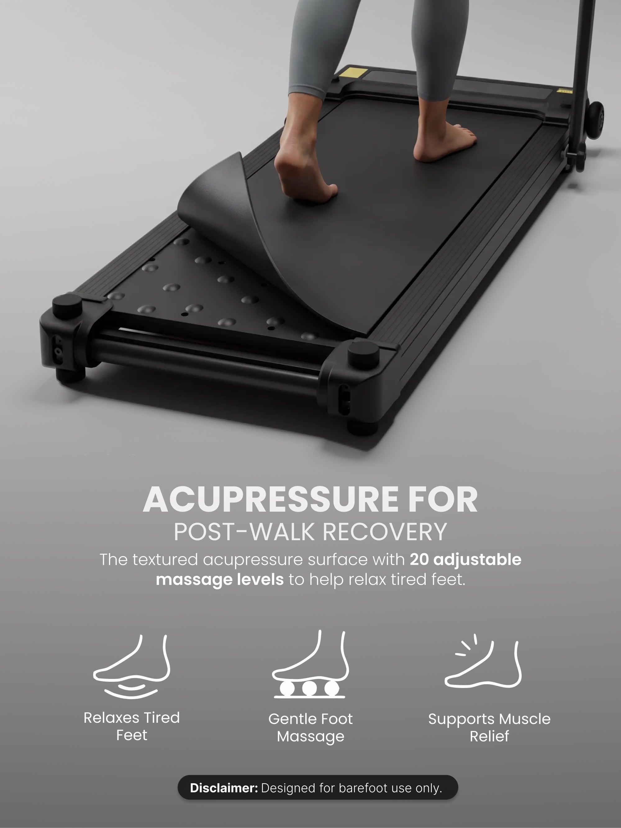Cult Dual-Side Walkpad with Vibration & Acupressure Massage Grooves | 4 HP BLDC Motor | Max User Weight 120Kg | Remote Control & Tablet Holder | Treadmill for Home ( 6 months extended warranty)