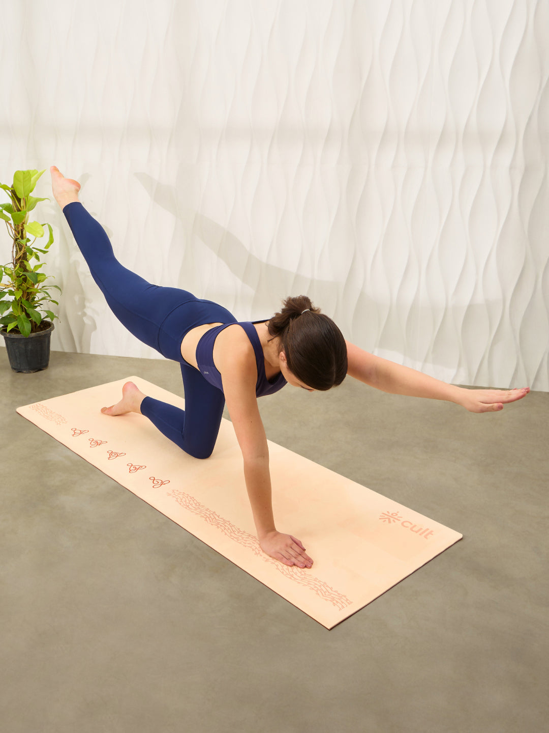 Cult TPE Yoga Mat 6mm with Carry Bag and Strap Non-Toxic Latex-Free; Anti-Slip; Extra-Thick Cushioning; Tear-Resistant; Travel Strap - Beige Pink