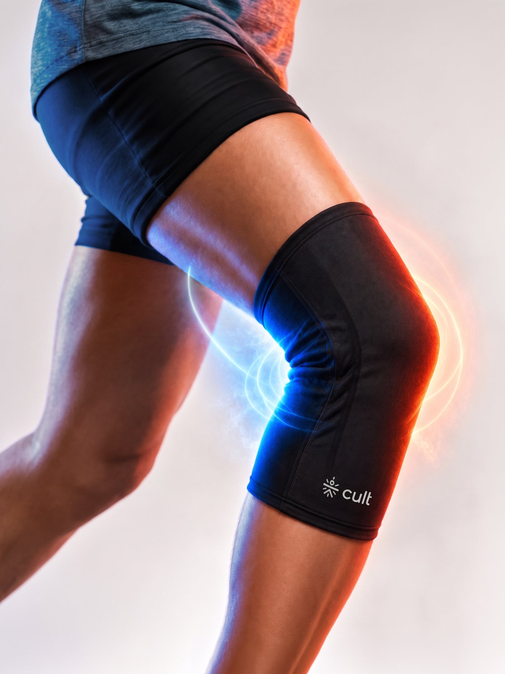 CULT Gel Knee Cap for Gym & Running | Compression Knee Support Brace with Silicon Patella Ring & Side Stabilizers for Joint Pain Relief & Sports (Black, S-M)
