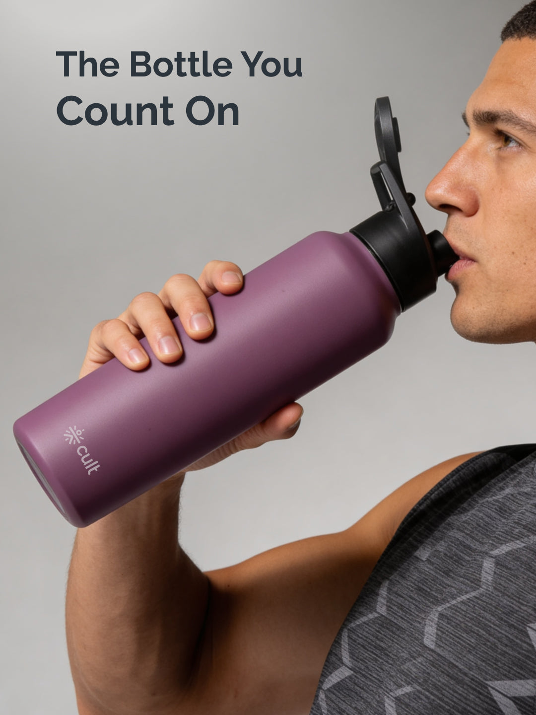 cult Steel Bottle 1Ltr With Sports Cap Purple