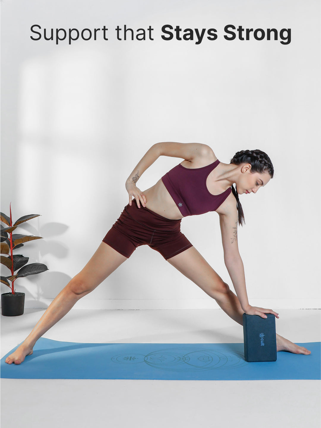 Pack of 2 EVA Yoga Blocks 80mm Blue  Non-Toxic, Anti-Skid & Durable