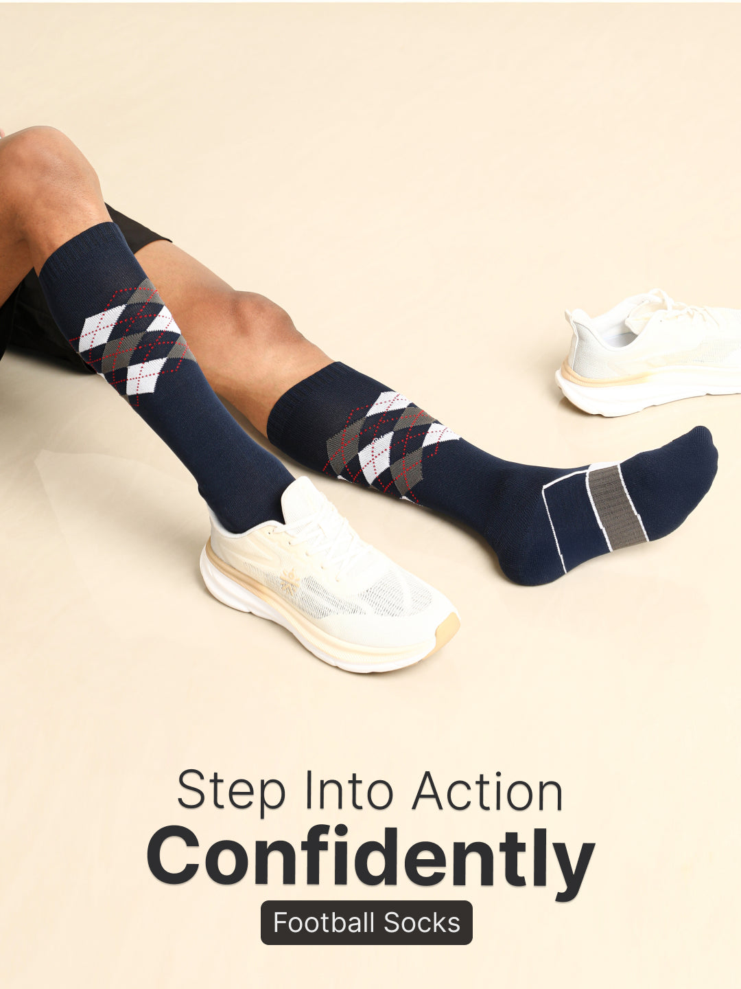 Sports Knee Length Pack of 2 Navy & Black Patterned Terry Men's Socks