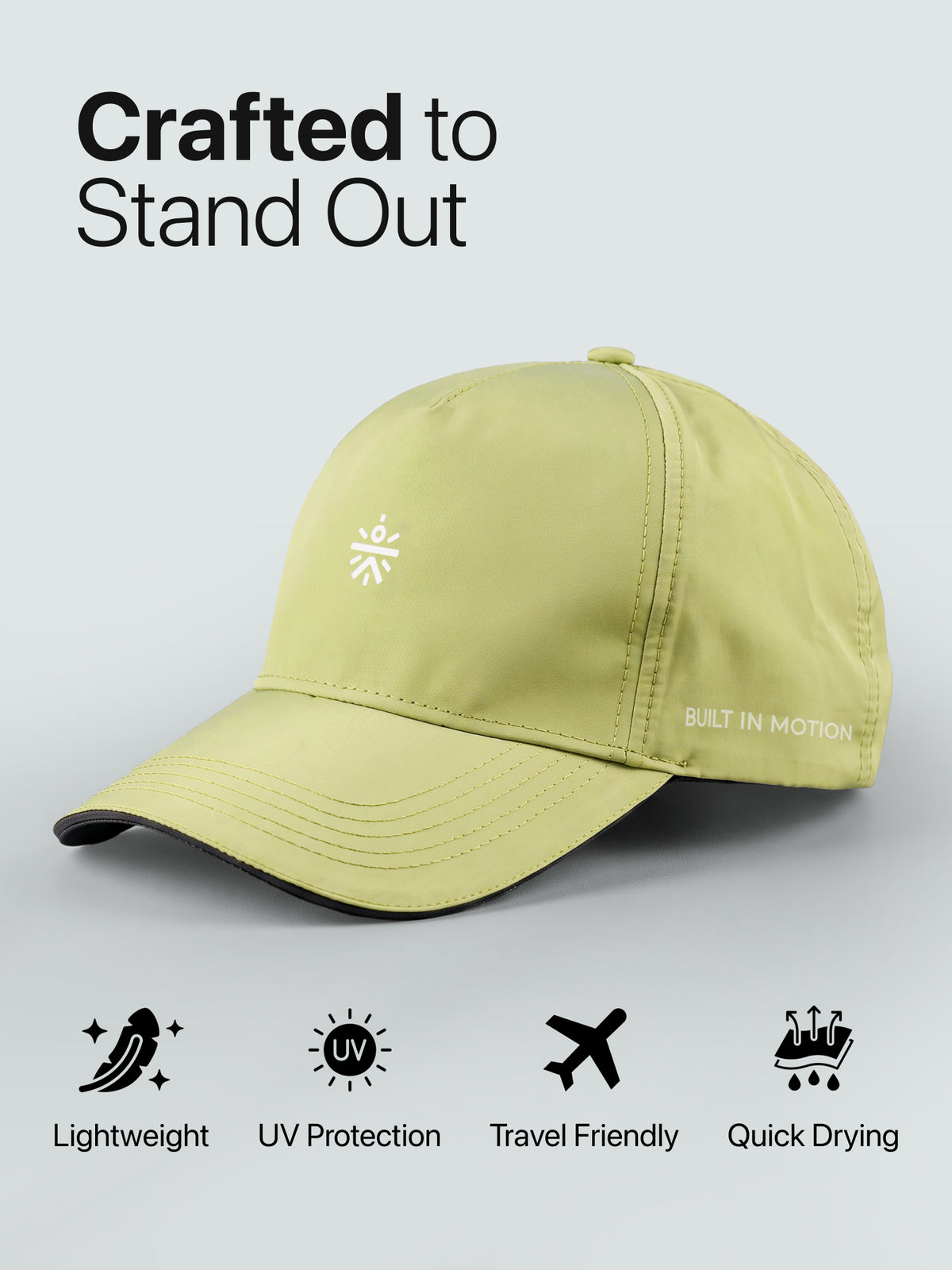 CULT Dry Fit Sports Cap for Men & Women Lightweight Quick Dry Running Cap with Sweatband, UV Protection, Reflective Detailing Adjustable Velcro Closure Green