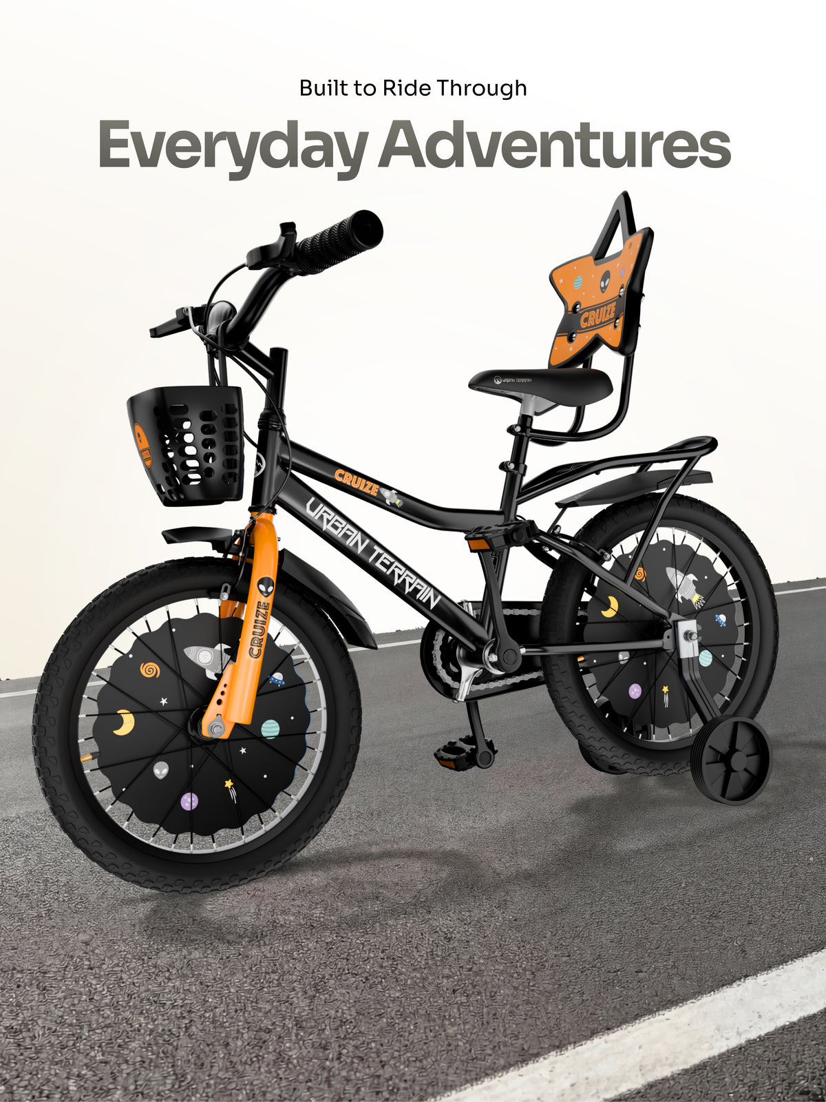 Urban Terrain Cruize 16T Single Speed Kids Cycle, Black