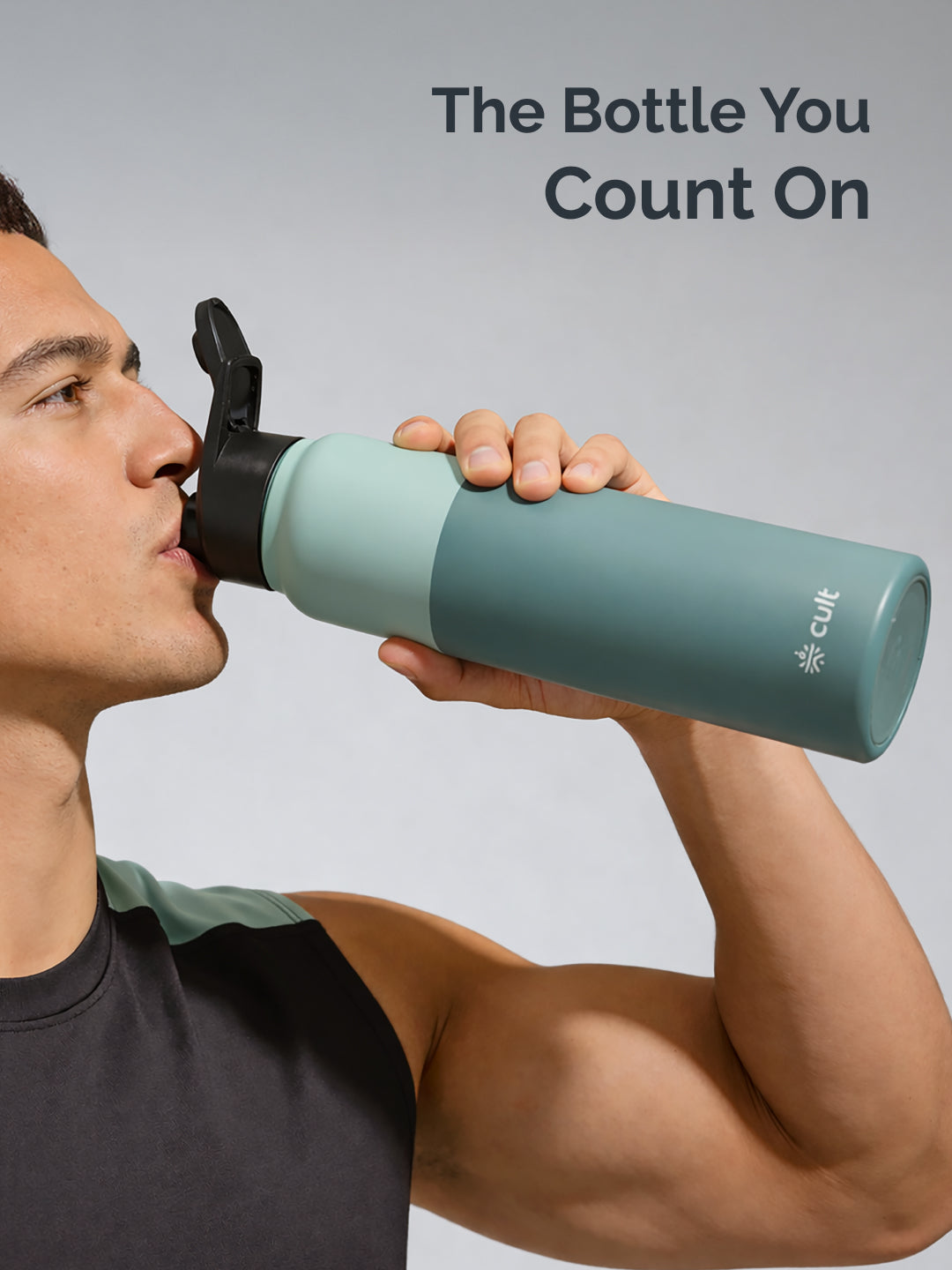 cult Steel Bottle 1Ltr With Sports Cap Dual Green