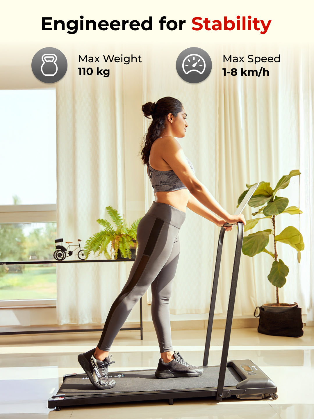 Smartrun Baytown 2HP Peak Walking pad | Max Speed-8kmph | Max Weight-110kg | Walking Pad for Home Use (with 6 months extended warranty)