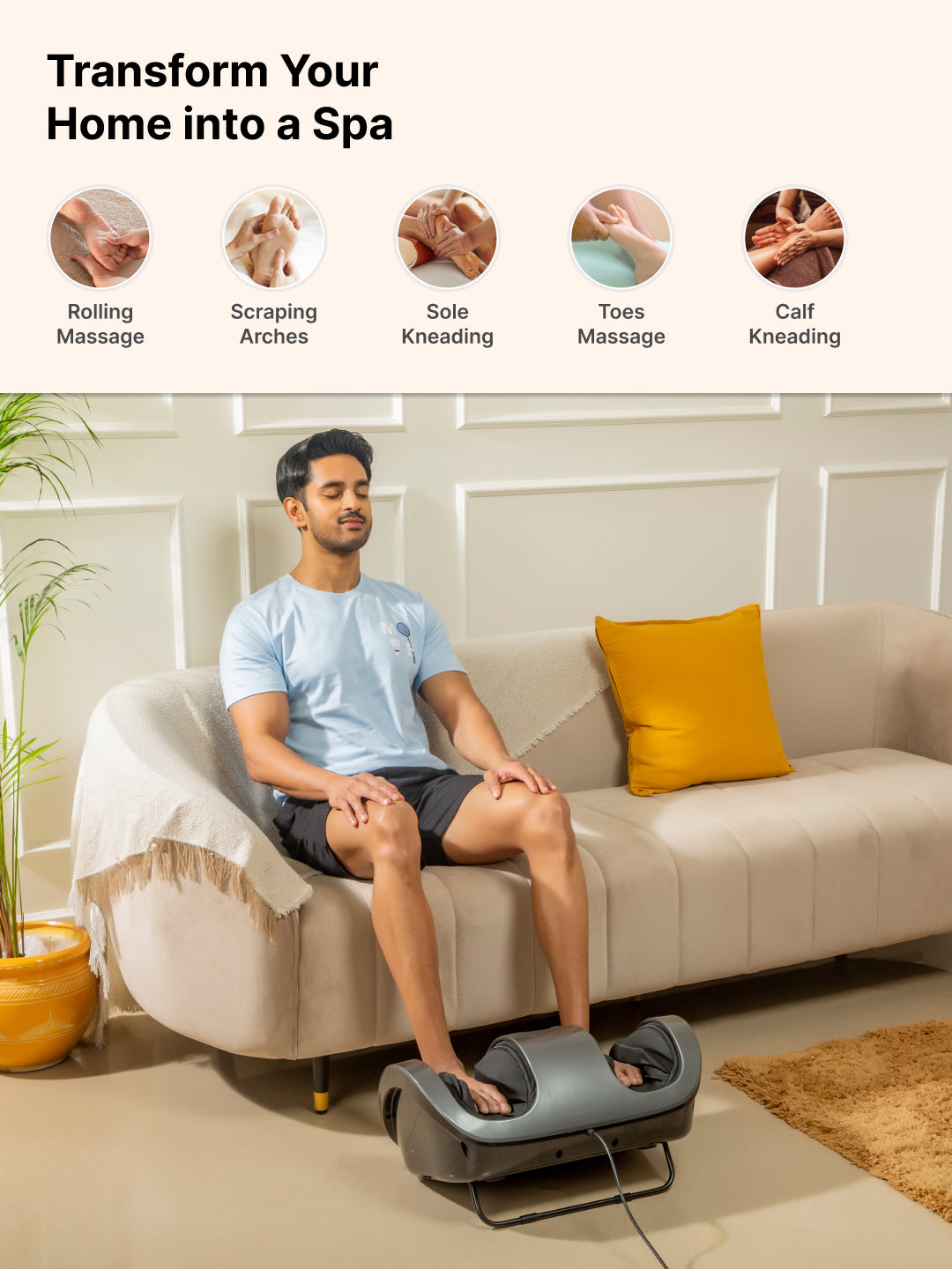 Cult Relax Foot & Leg Massager with Shiatsu Deep Kneading & Vibration Therapy | 4 Automated Programs | Improves Blood Circulation & Relieves Pain.