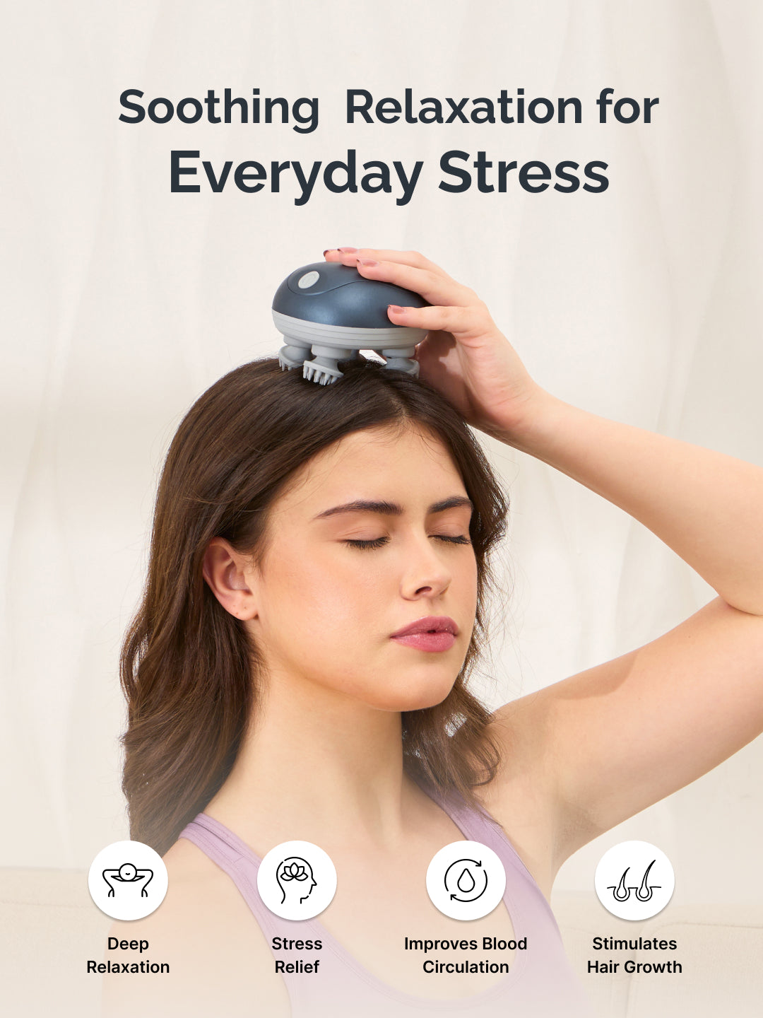 Cult Aura Head Massager with Red Light Therapy | Silicone Heads with 4 Extra Attachments for Stress Relief & Relaxation
