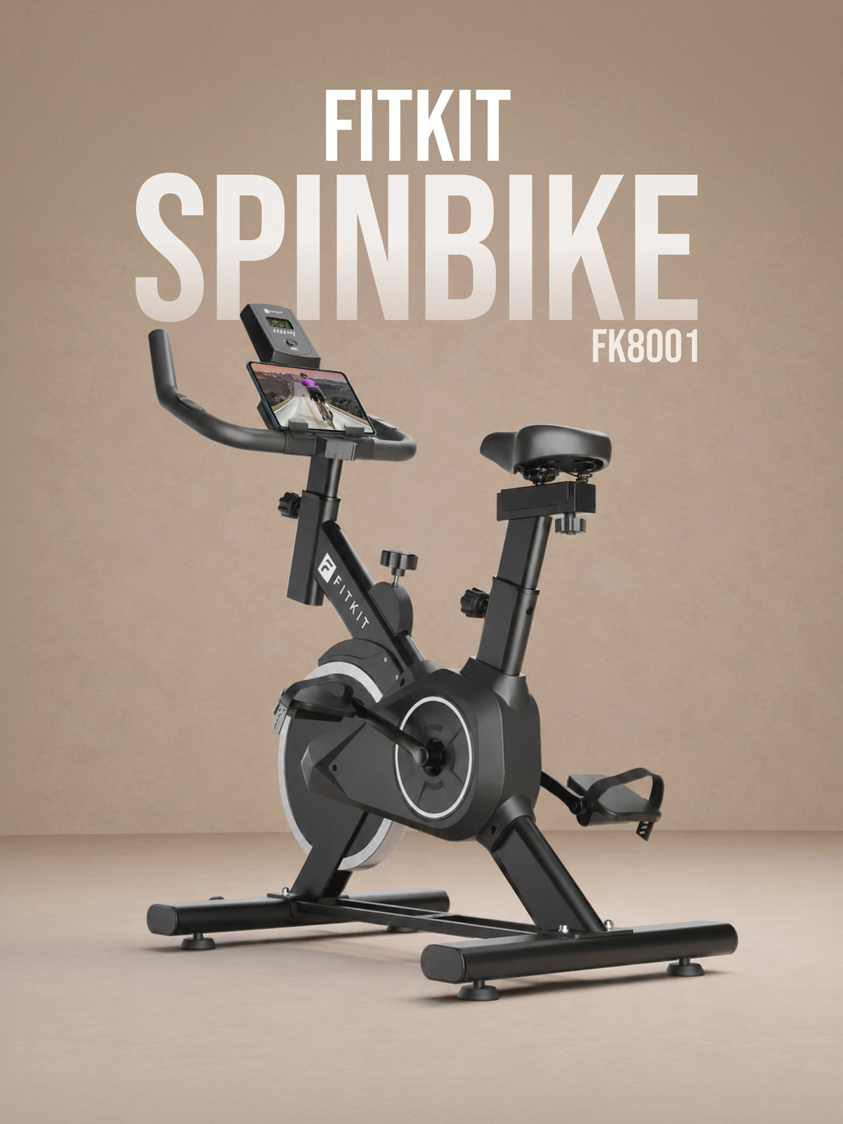 Fitkit by Cult FK8001 Spin Bike, LCD Display, Adjustable Brake Pad Resistance with Belt Drive System for Fitness at Home Workouts | Max Weight : 130 kg (Black)