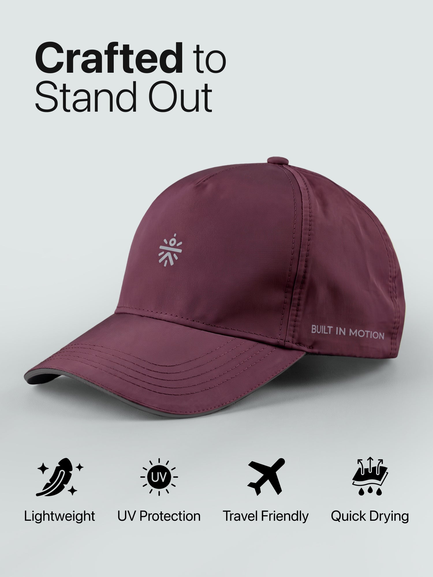 CULT Dry Fit Sports Cap for Men & Women Lightweight Quick Dry Running Cap with Sweatband, UV Protection, Reflective Detailing Adjustable Velcro Closure Maroon