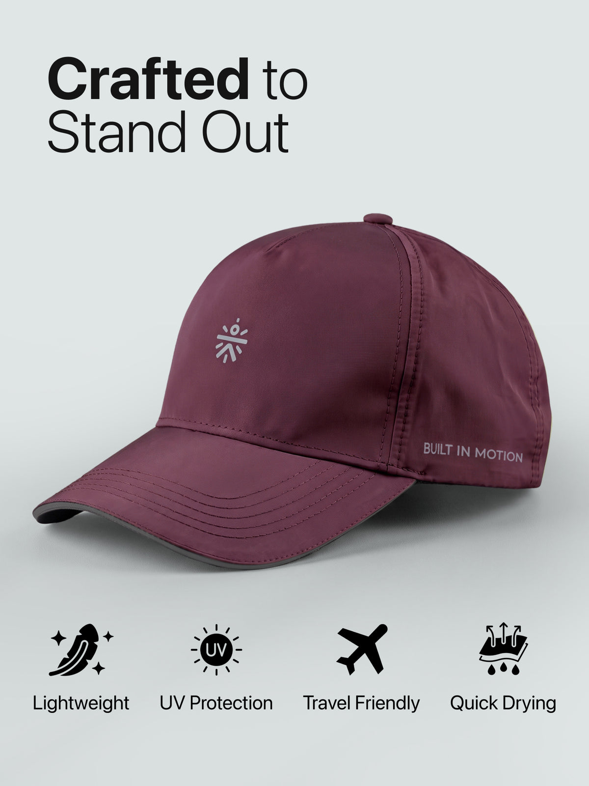 CULT Dry Fit Sports Cap for Men & Women Lightweight Quick Dry Running Cap with Sweatband, UV Protection, Reflective Detailing Adjustable Velcro Closure Maroon