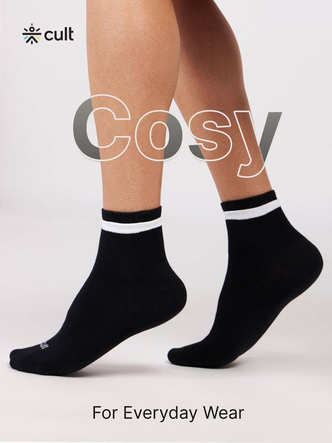 Casual Ankle Length Pack of 3 Black Men's Cotton Socks
