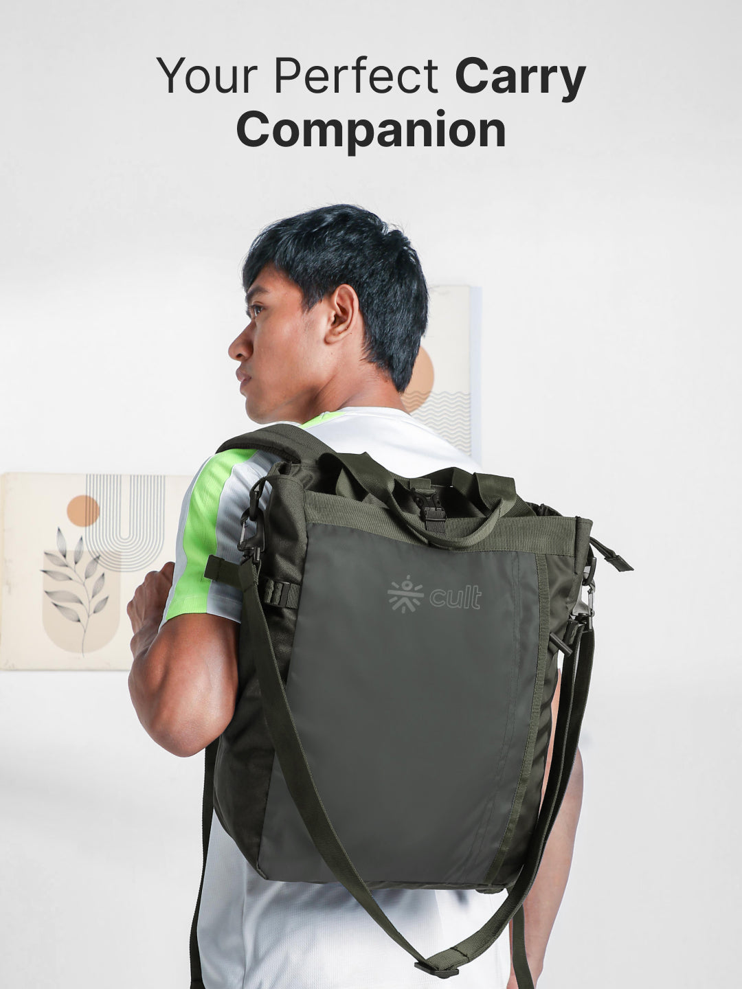 Work to Play Laptop Backpack 35L - Water-Repellent, Multi-Functional Bag with Trolley Sleeve With Shoe Bag - Olive