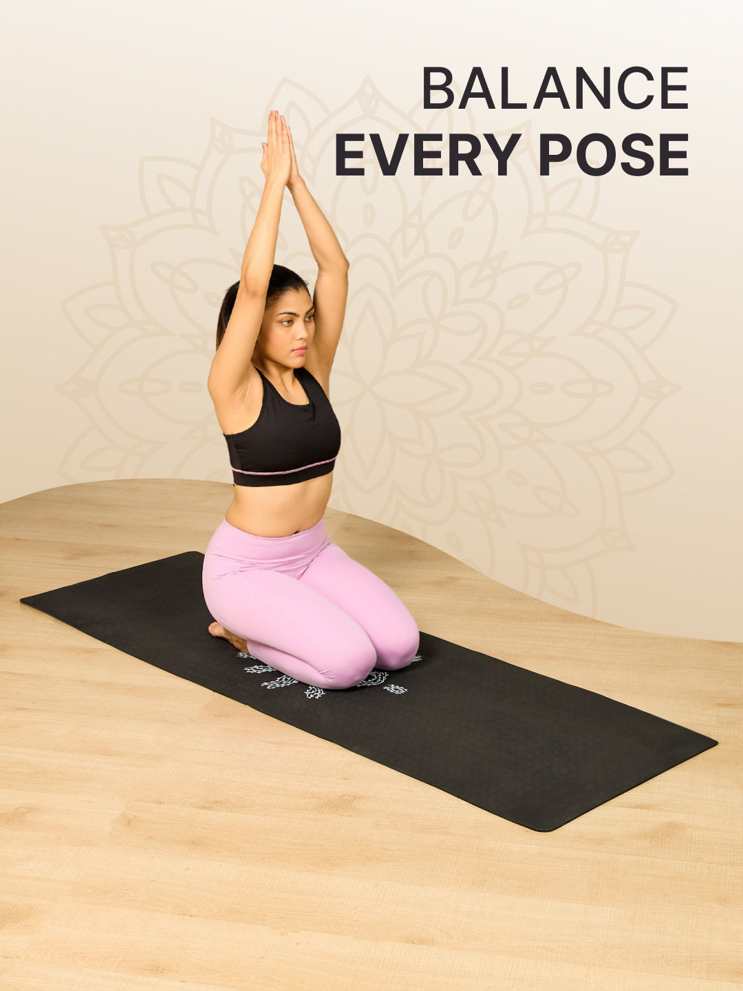 CULT TPE Yoga Mat 6mm with Carry Bag & Strap   Eco-Friendly, Non-Slip, Lightweight & Durable Exercise Mat for Yoga, Pilates, Meditation & Home Workouts   Black