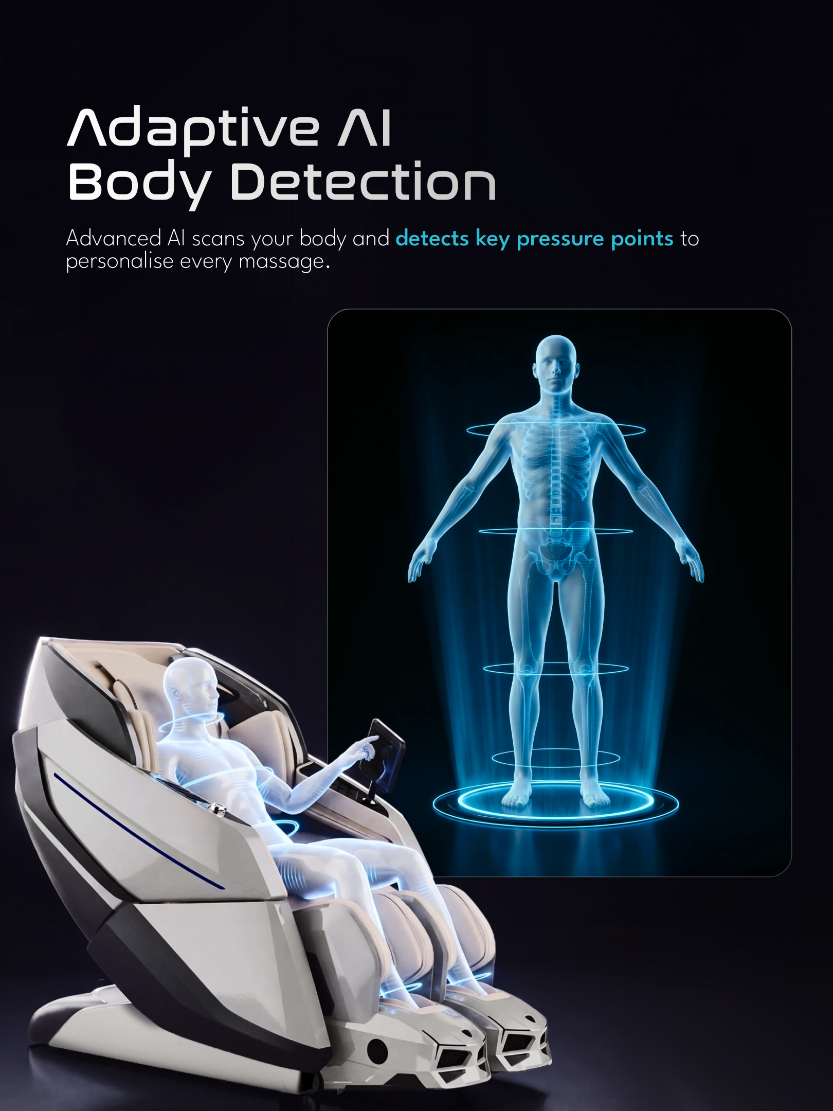 Cult Tranquil Massage Chair | Adaptive AI Body Detection | Zero Gravity Recline & Thai Stretch | Movable Armrest with Rovo Walking Technology | HD Touch Display | 3D + 4D Full Body Massage Chair