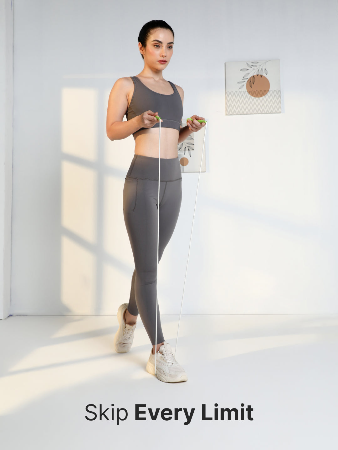 Pencil Skipping Rope for Gym & Home Exercise  Adjustable, Tangle-Free  White