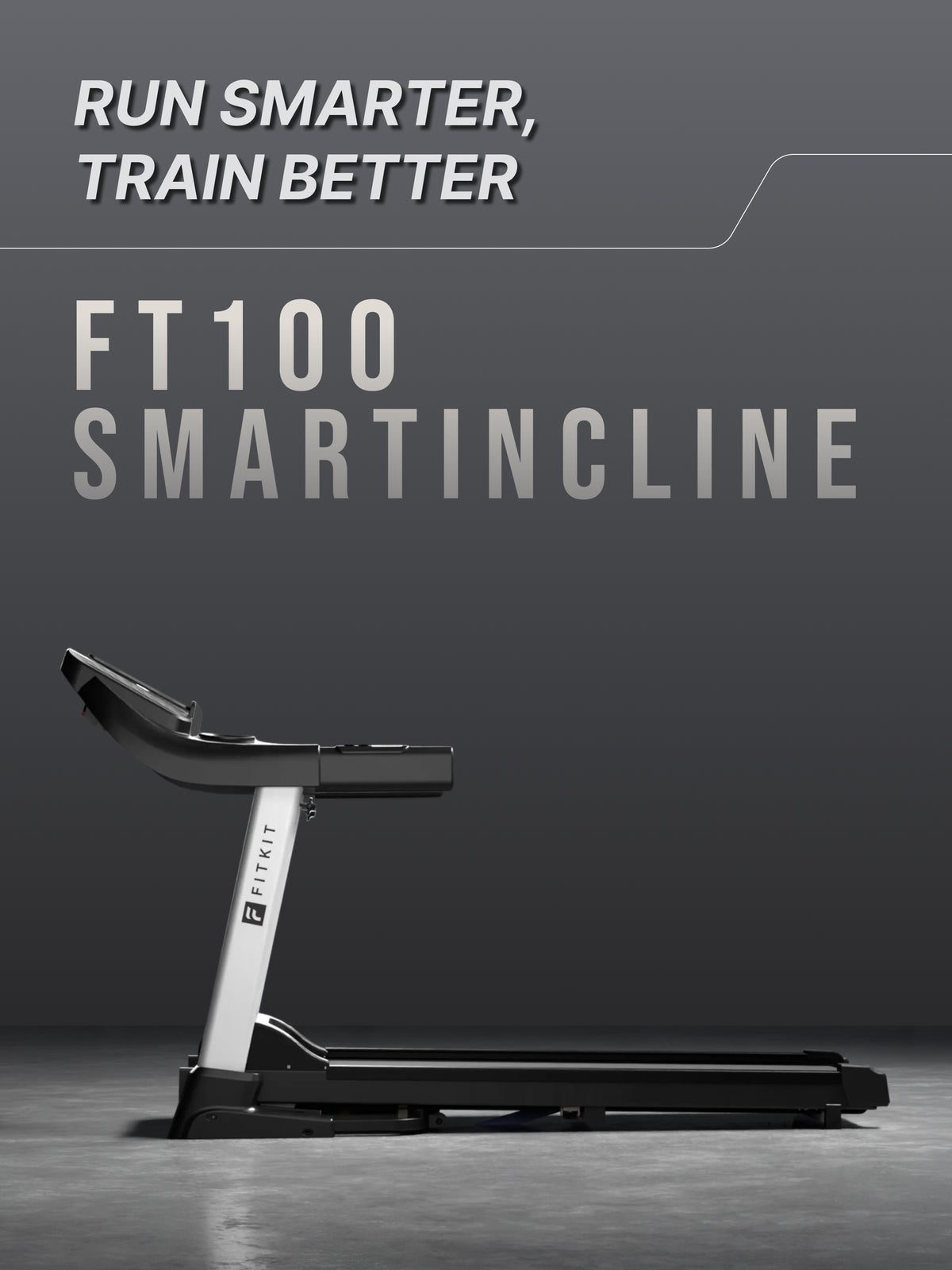 Fitkit by Cult FT100 Smart Incline Motorised Treadmill | 4.5 HP BLDC Motor | 110kg Capacity | 15-Level Auto Incline | 12 km/hr Speed | Foldable & Easy-Move Wheels | 12 Preset Workout | Ideal for Home Use (with 6 Months Extended Warranty)