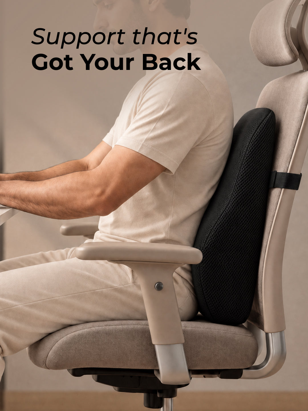 CULT Long Back Support Pillow for Full Back Lumbar Support Cushion for Bed Sofa Office Chair and Relaxation Black