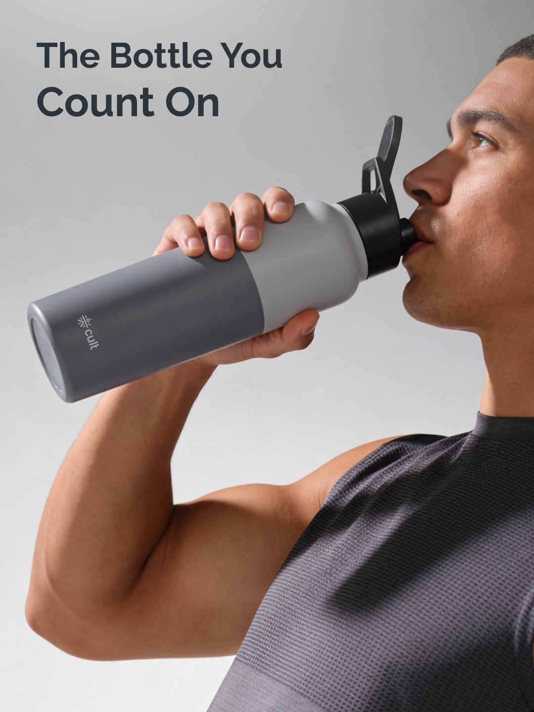 cult Steel Bottle 1Ltr With Sports Cap Dual Grey