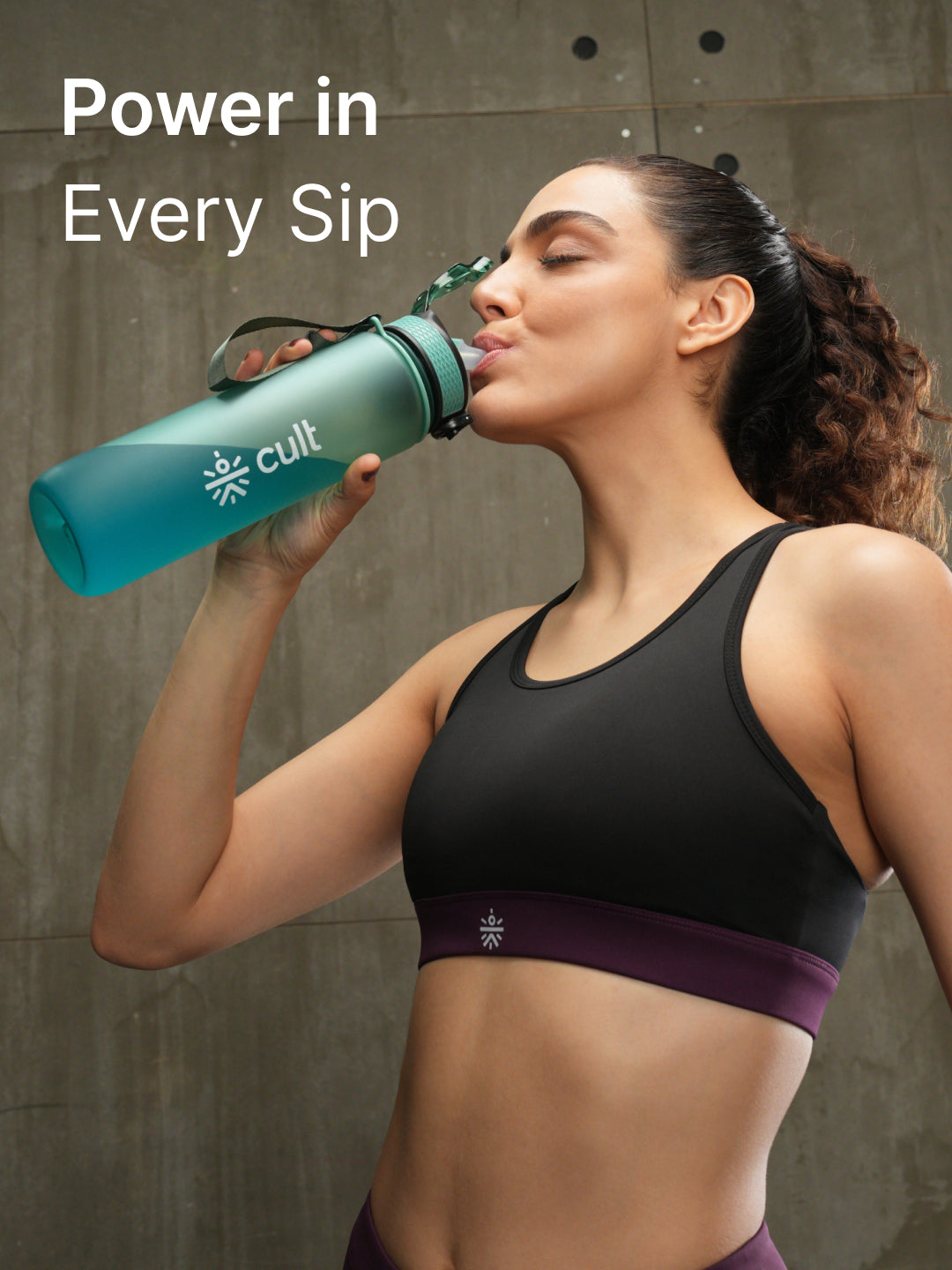 cult Motivational Bottle 1L Unisex Time Mark Sipper with Straw Mint Green