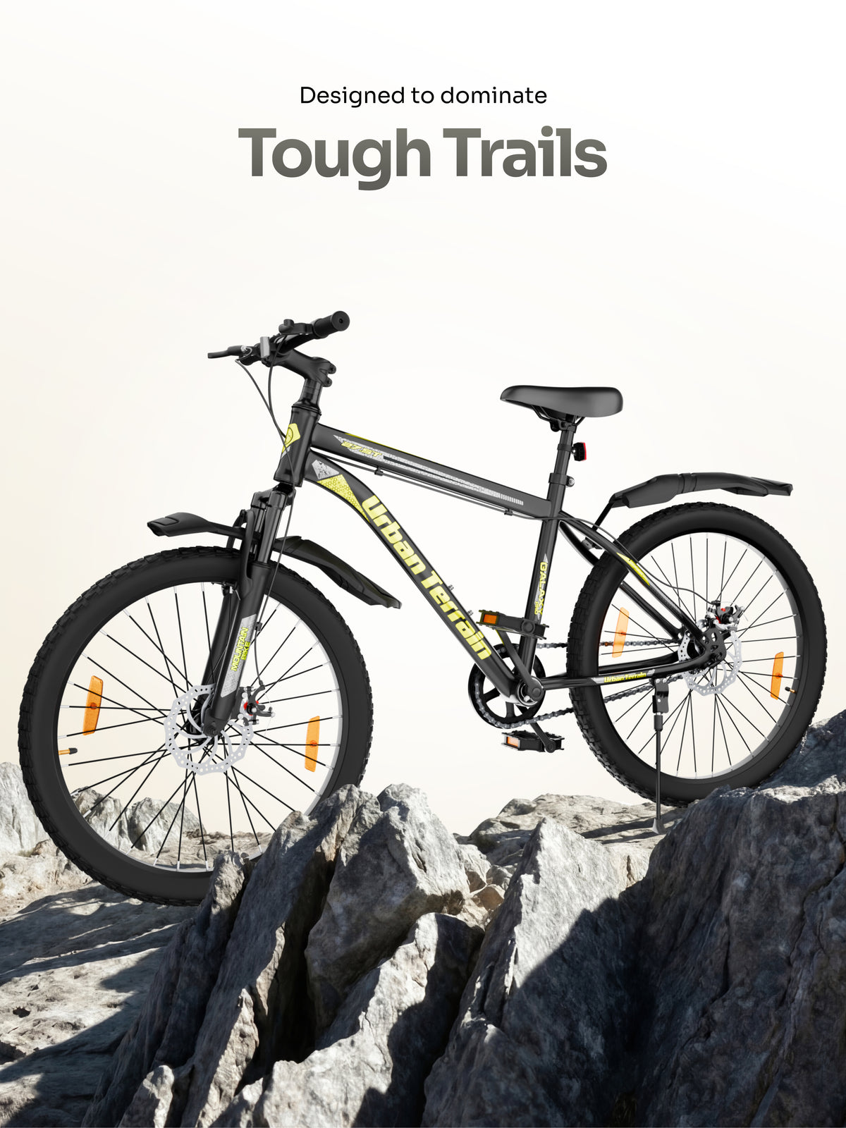 Galaxy Pro Mountain Bike Steel 27.5 inch Tyre, Single Speed Cycle With Front Suspension and Dual Disc Brakes, Green