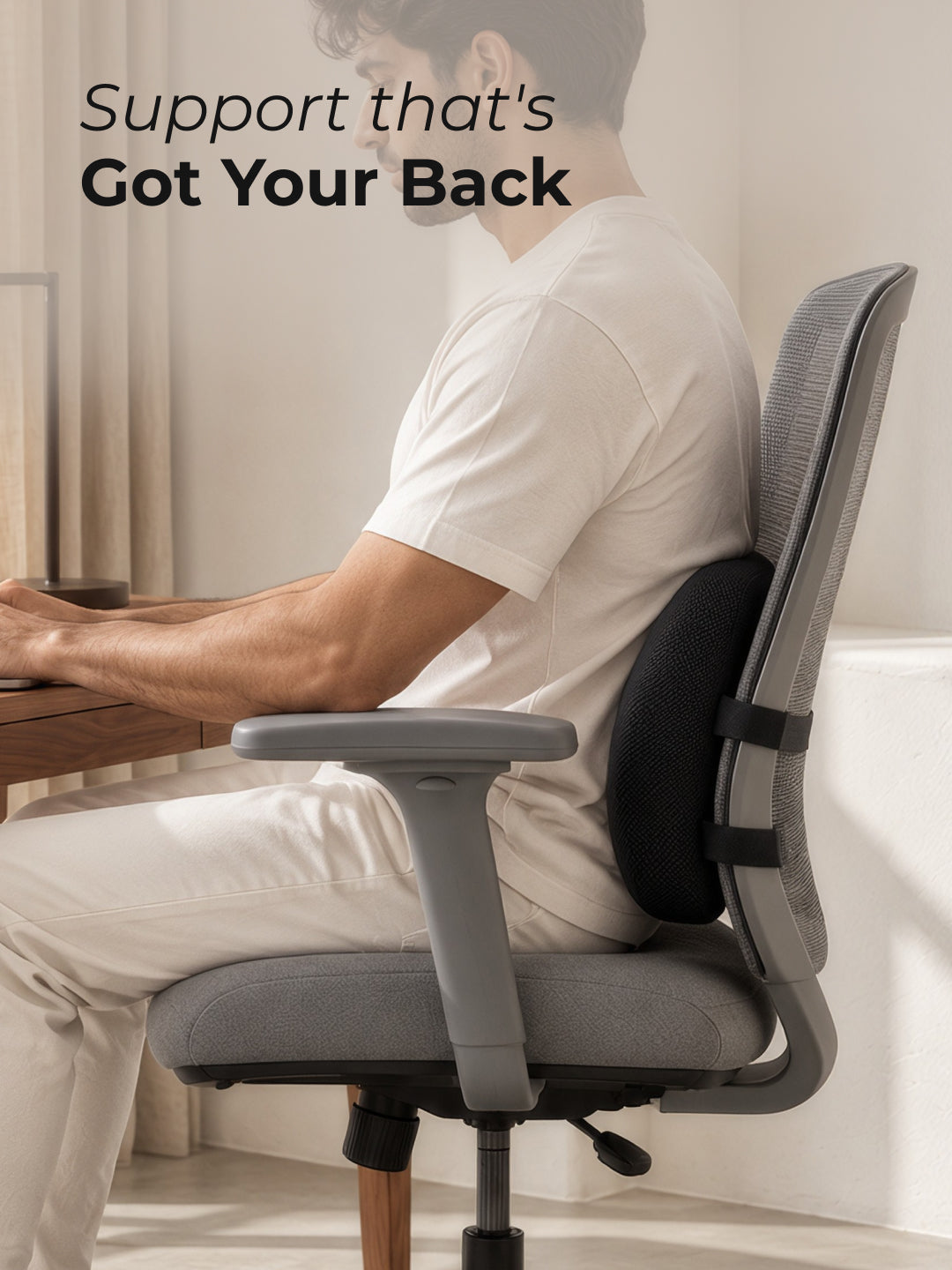 CULT Short Lumbar Support Pillow for Lower Back Support Cushion for Office Chair Car Seat and Home Seating Black