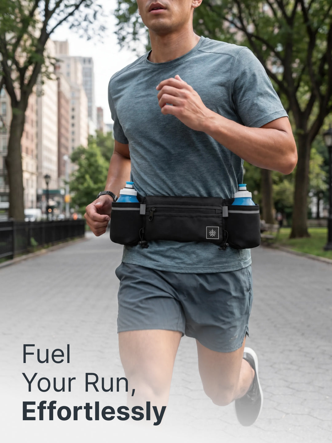 Cult Running Hydration Waist Bag with Dual 300 ml Water Bottle with Holders, Phone Pocket & Adjustable Belt