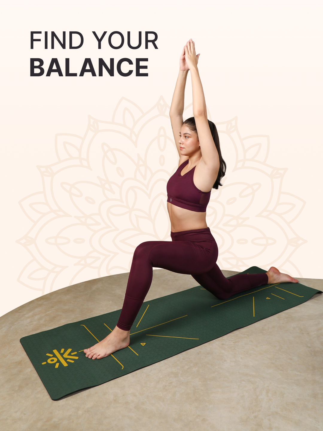 TPE Alignment 6mm Yoga Mat Green with Carry Strap & Yoga Wheel Green